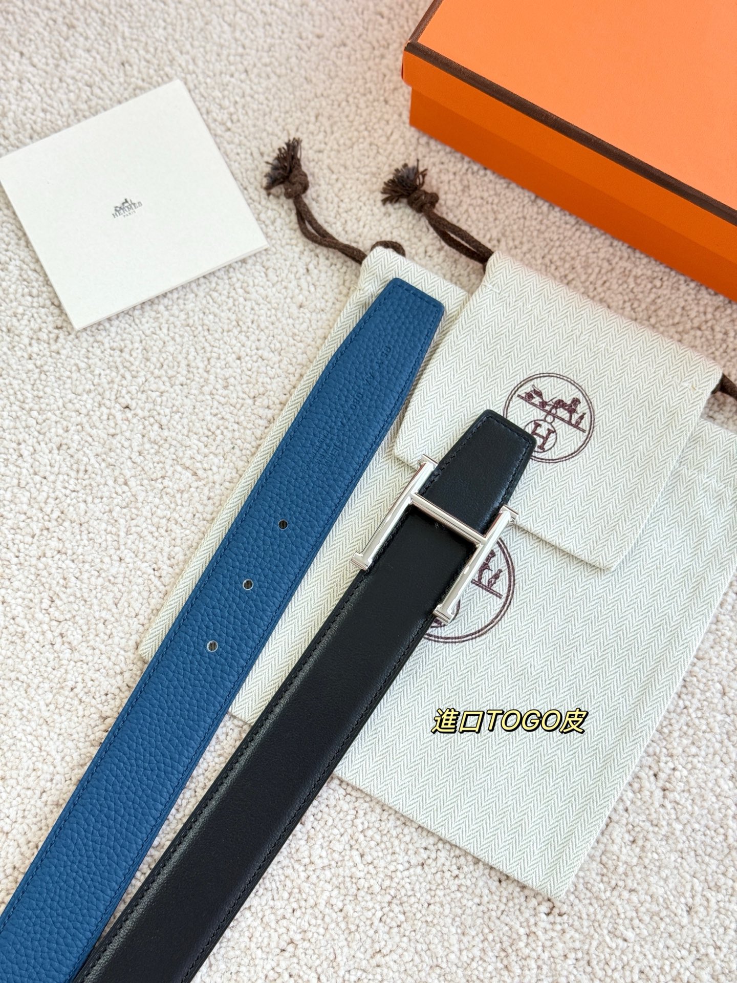 Hermès Sérif Reversible Leather Belt 32mm, Togo Leather, Fine Hardware 8 i1756698998776 6889 0 5