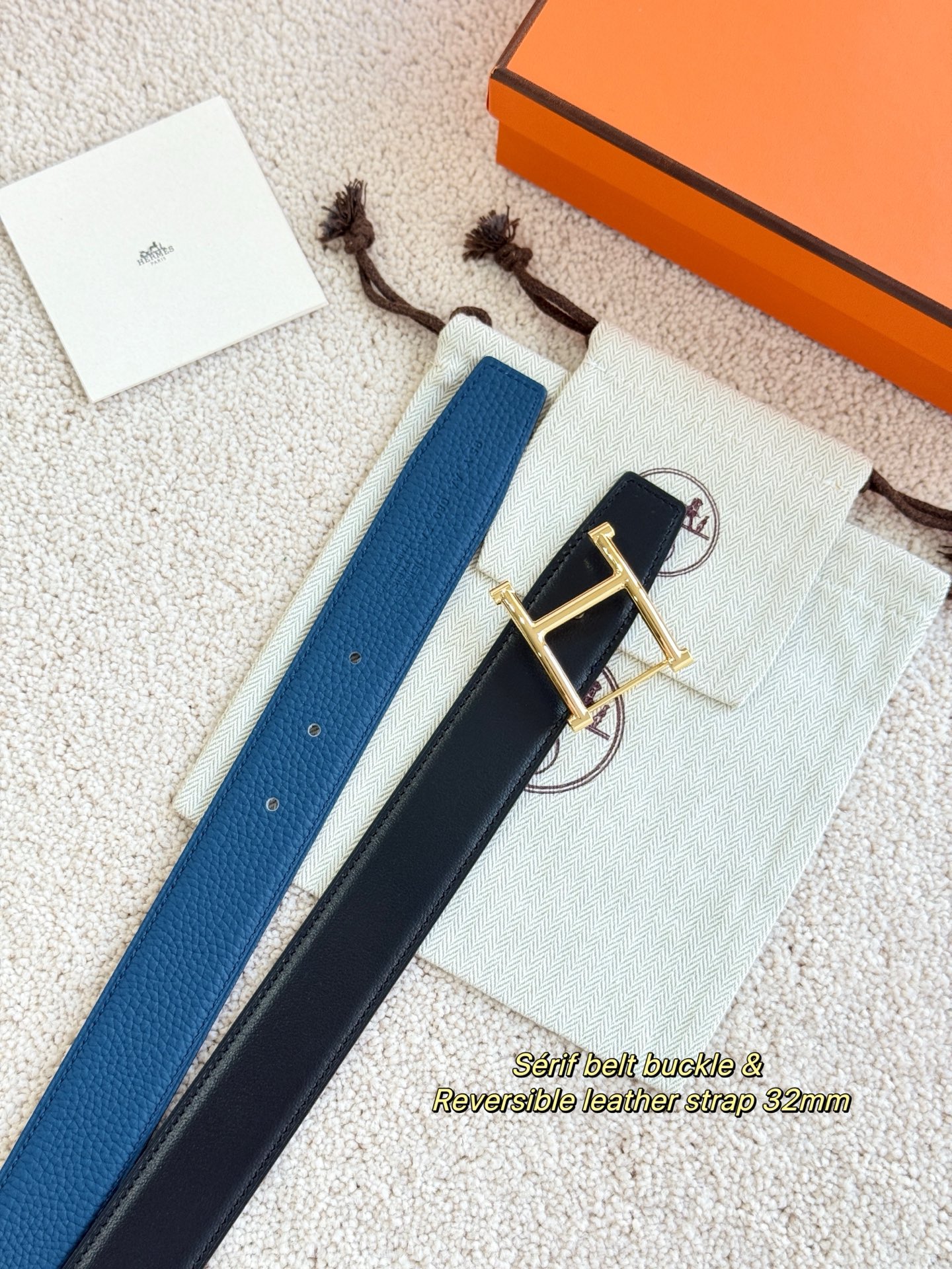 Hermès Sérif Reversible Leather Belt, 32mm - Togo Leather, Gold Plated Buckle 4 i1756699024636 183 0 2