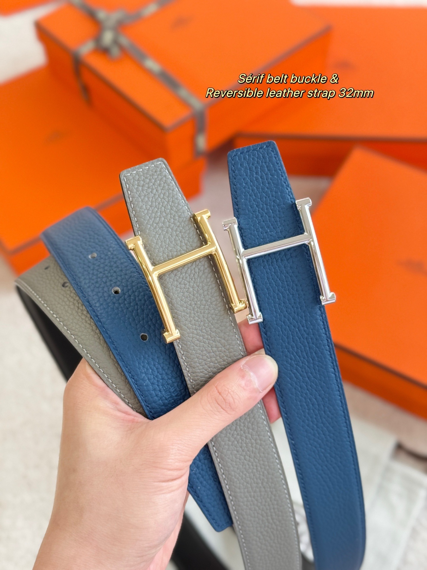 Herems Sérif Belt, Togo Leather with , 32MM Width - Top Choice