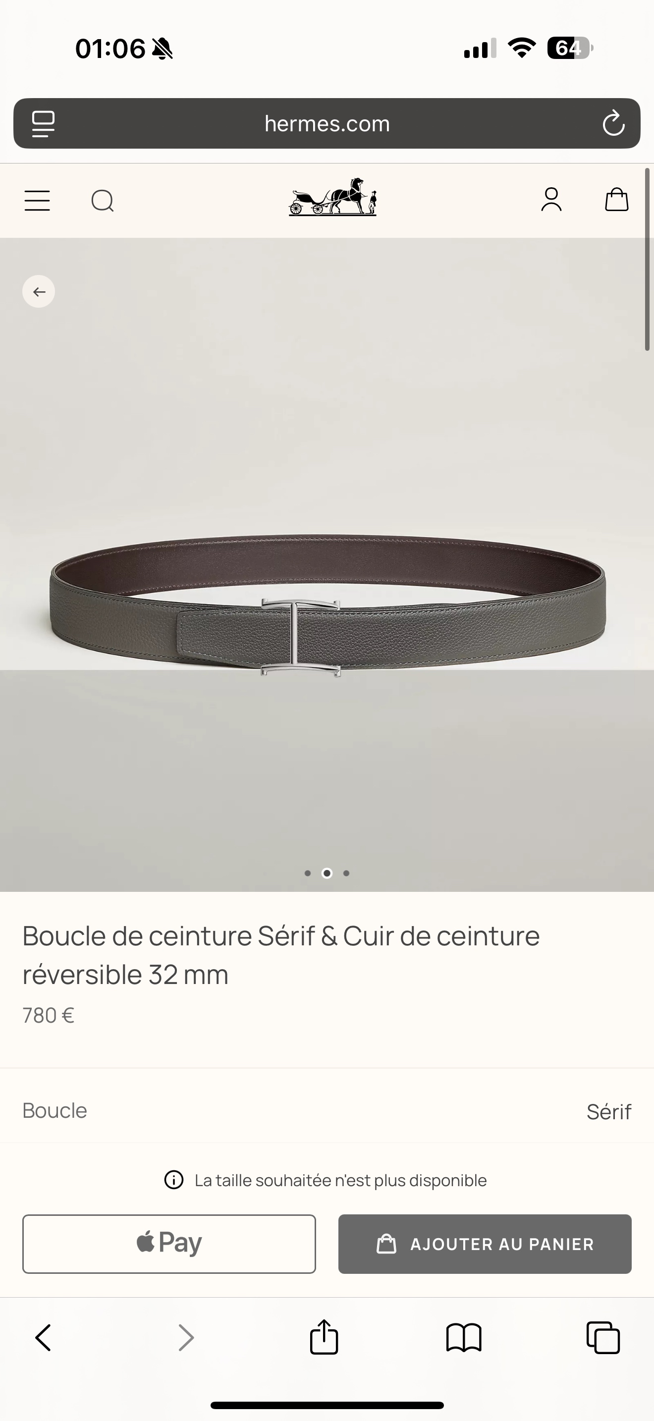 Hermès Sérif Reversible Belt 32mm, Togo Leather, Exquisite Hardware 2 i1757084573078 8589 0 8