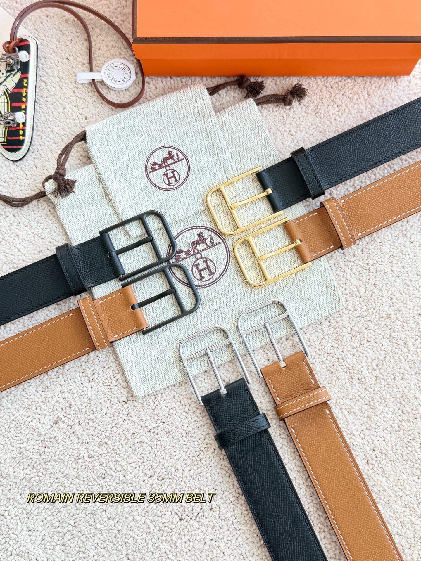 Hermès 宽 3.5cm · 款 ROMAIN 35 BELT 爱马仕 针扣 Epsom皮打造 宽度35MM 中性款 男女通用 腰带 选择 简约 适合商务和休闲场合 产品手感细腻 不仅是实用配饰 更是身份与品味的象征