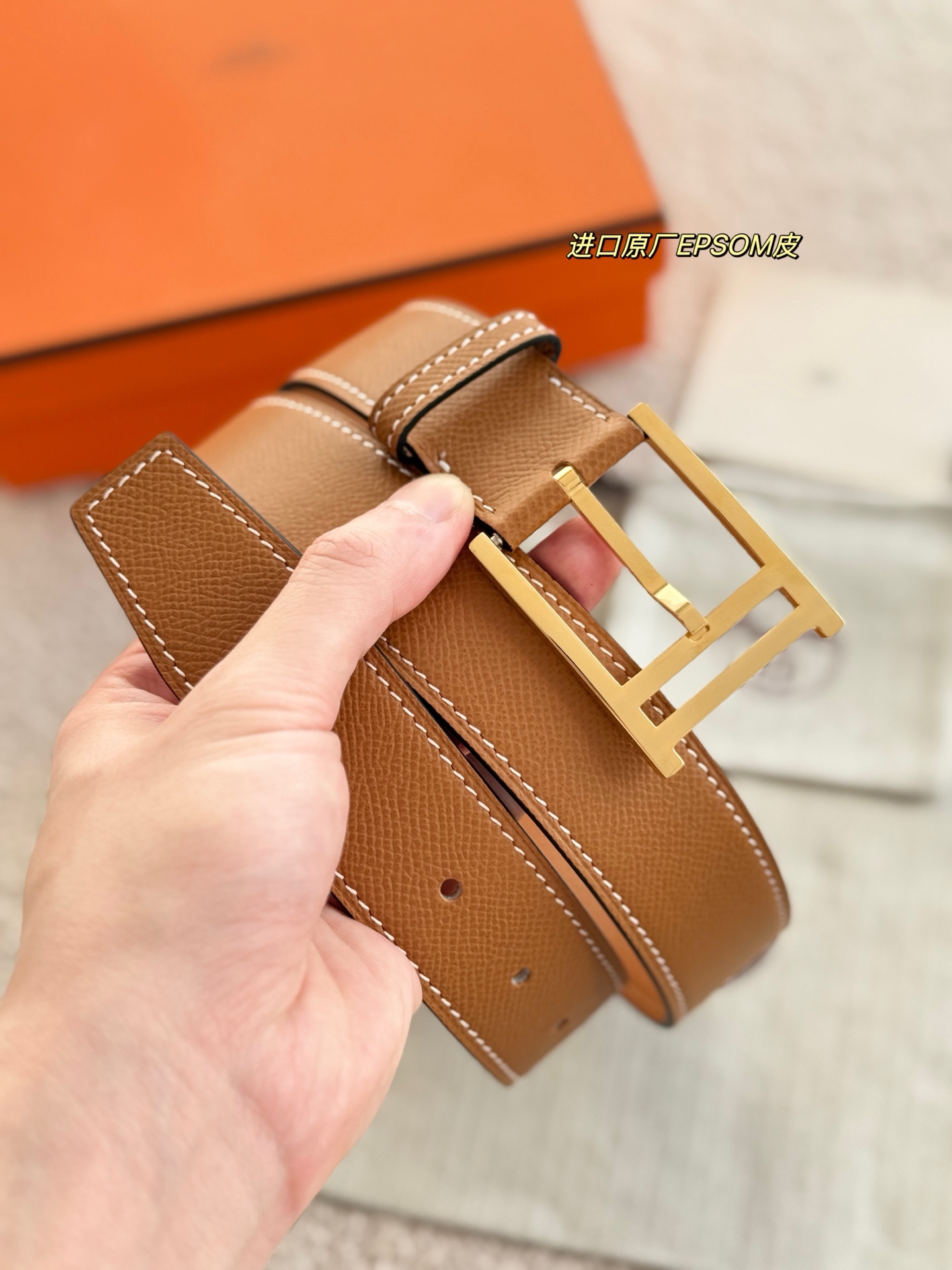Hermes Style Leather Men's Belts Men's Belts Men's Belt detail image 5 from source 766396