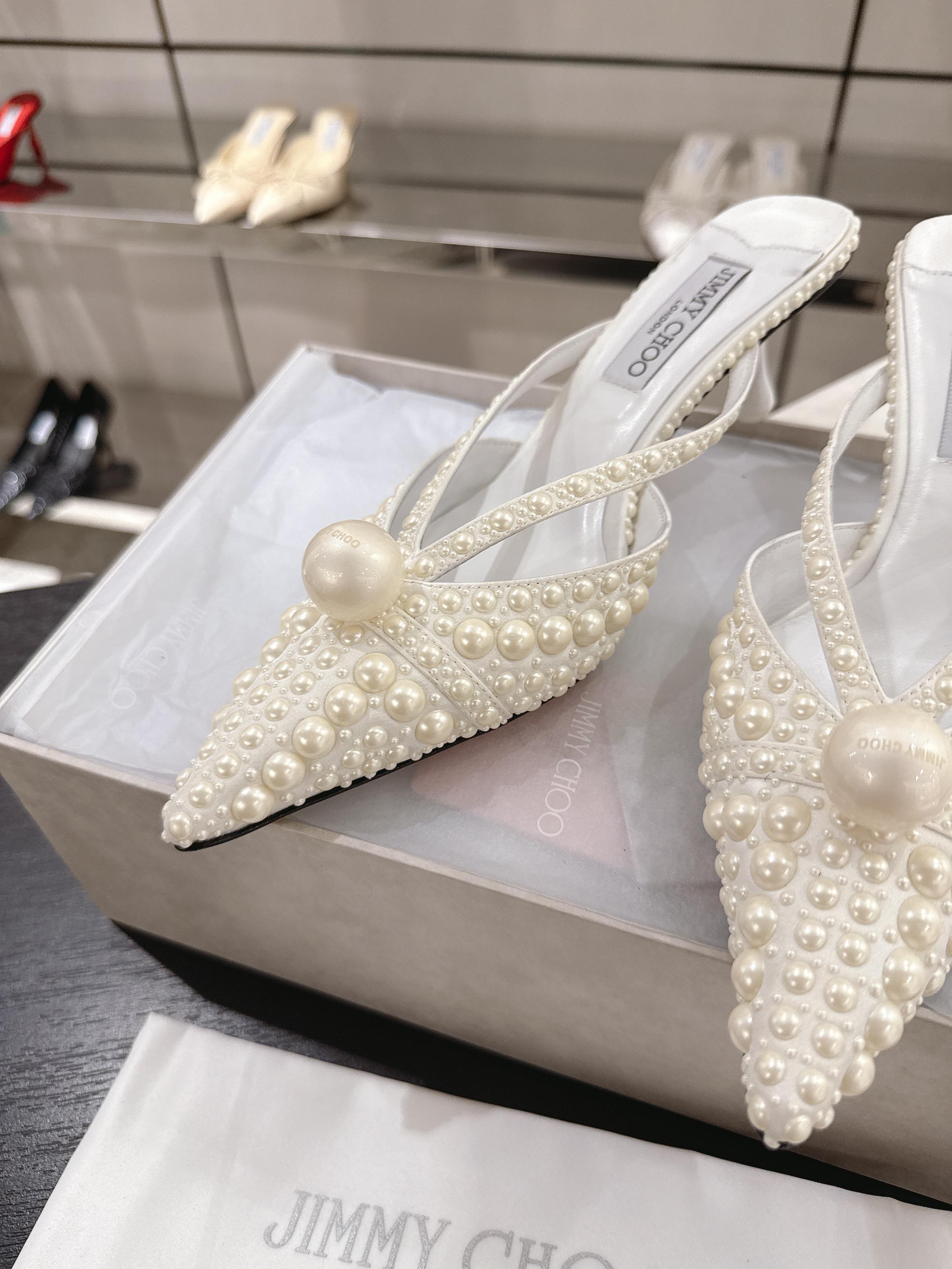 “Scarlett 50 Series Heels: Handcrafted Leather Straps, Pearl Decorations, Classic Style Upgrade” - 图片 8