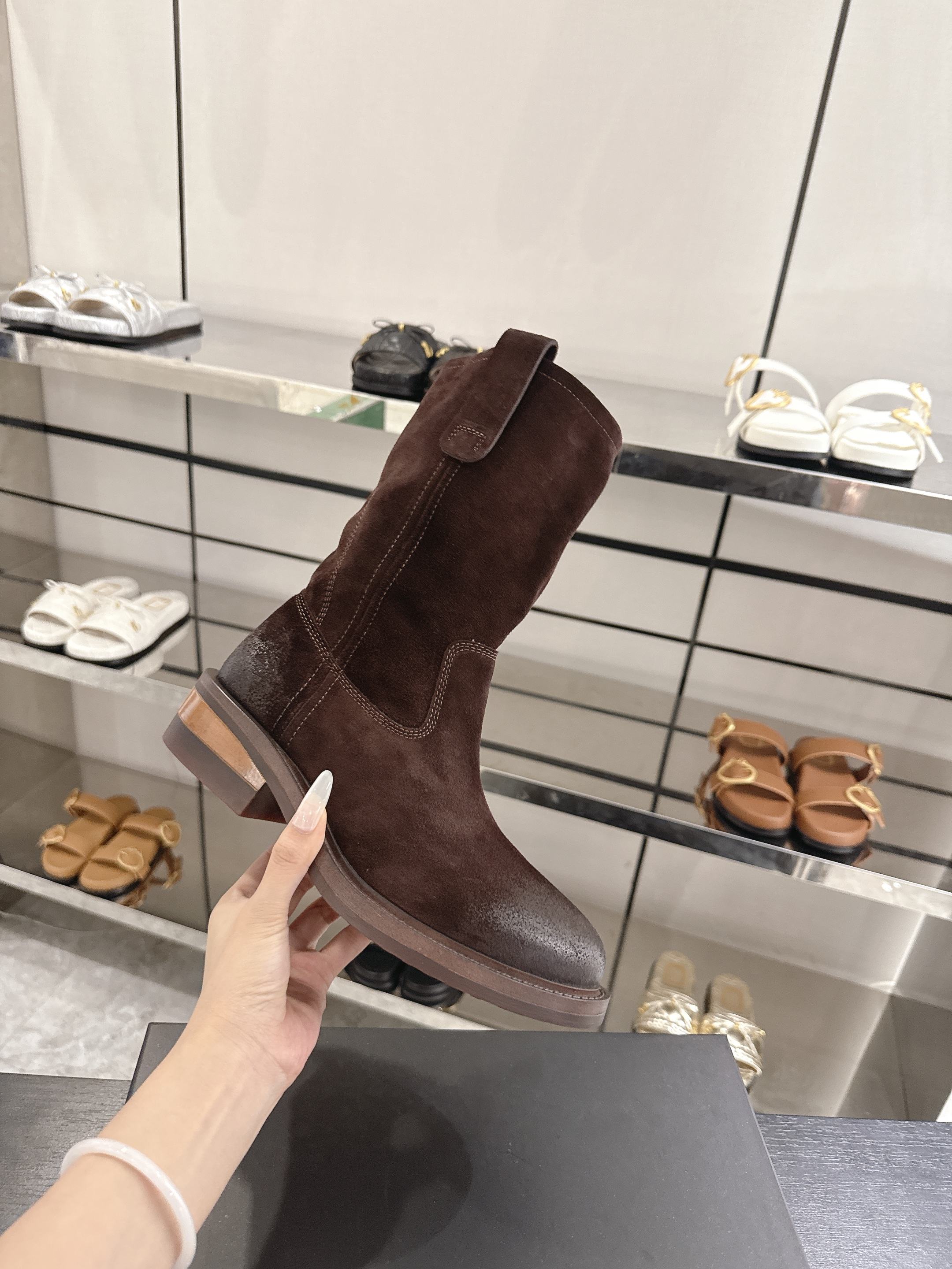 Miu Miu Suede Western Mid Boots
