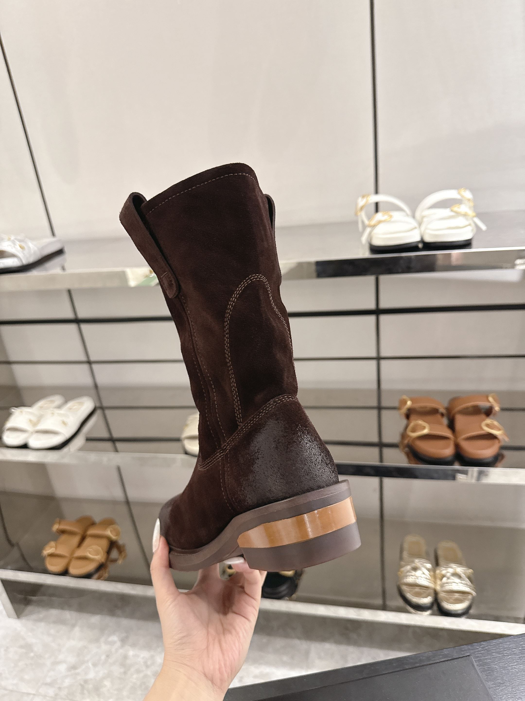 Miu Miu Suede Western Mid Boots
