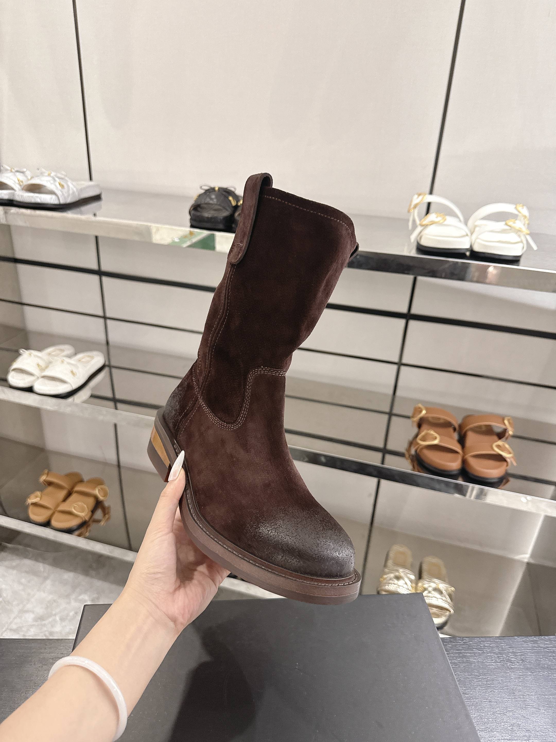 Miu Miu Suede Western Mid Boots

