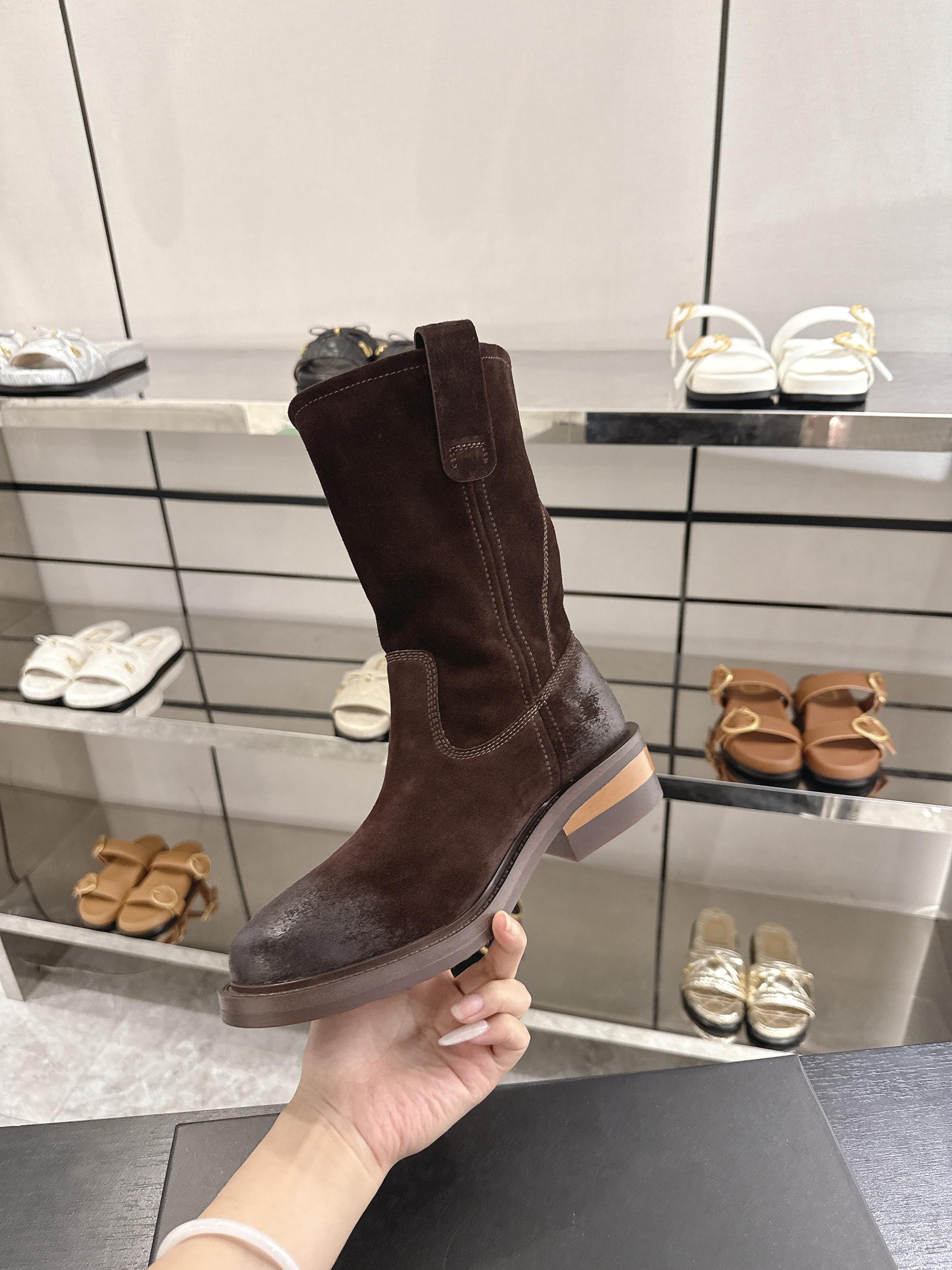 Miu Miu Suede Western Mid Boots
