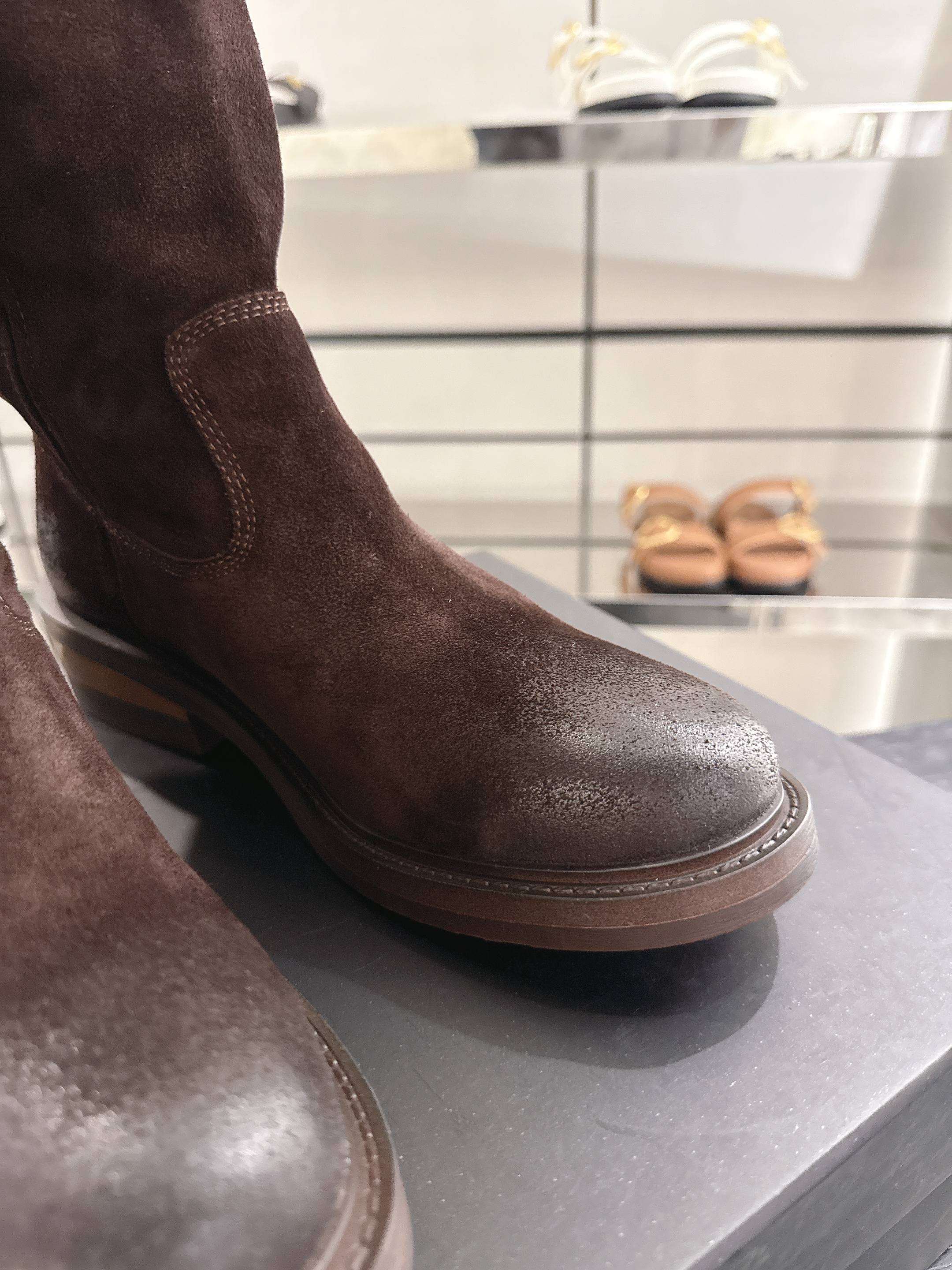 Miu Miu Suede Western Mid Boots
