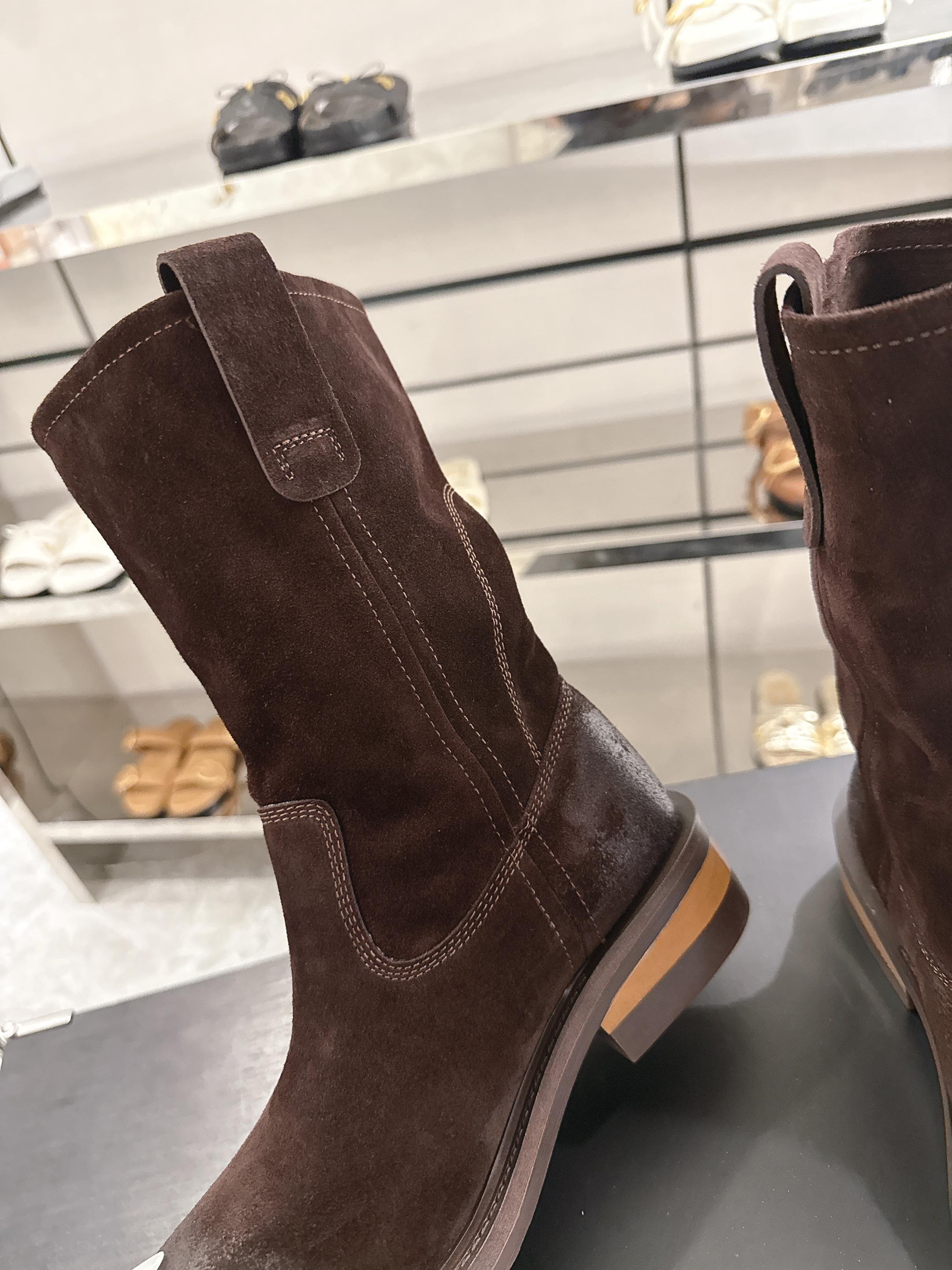 Miu Miu Suede Western Mid Boots
