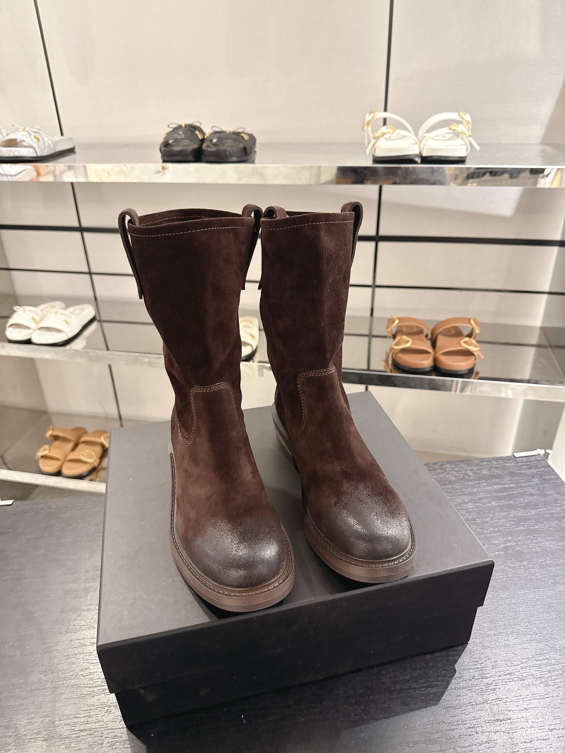 Miu Miu Suede Western Mid Boots
