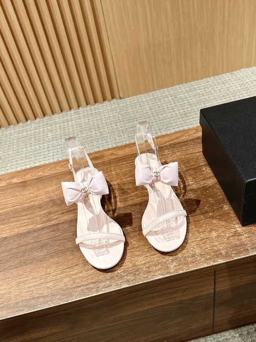 Chanel 2025 SS Lambskin Bow Heeled Sandals, Pink Leather, Size 35-41 1 Chanel 2025 SS Lambskin Bow Heeled Sandals, Pink Leather, Size 35-41