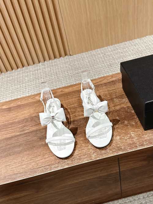 Chanel 2025 Spring/Summer Bow Sandals, Lambskin, Italian Leather Sole 1 Chanel 2025 Spring/Summer Bow Sandals, Lambskin, Italian Leather Sole
