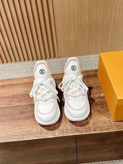 Louis Vuitton Archlight Sneakers - White Leather & Pink Monogram