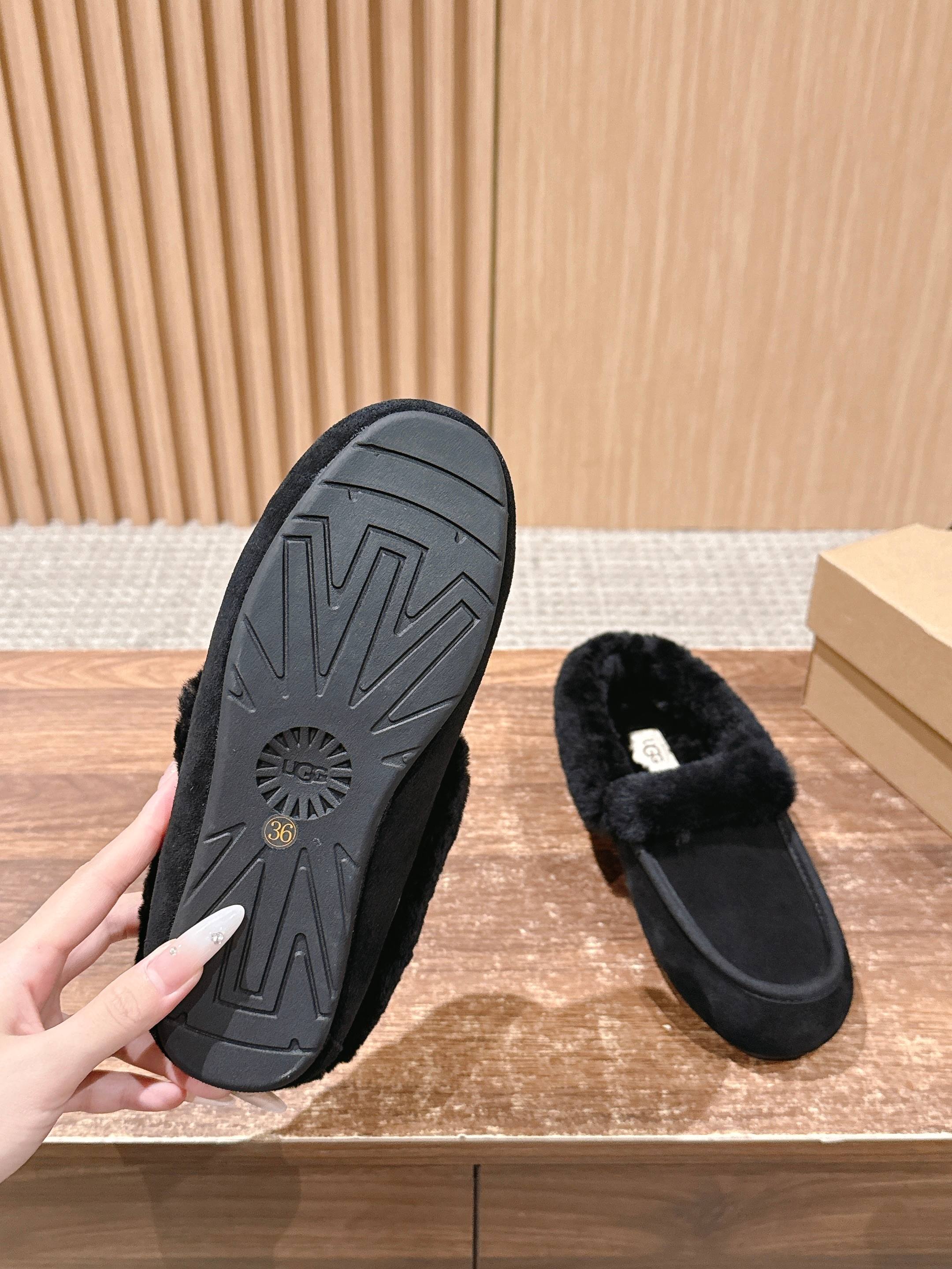 𝐔𝐆𝐆 油叽叽秋冬新款 便鞋新生系列Ansley安思丽穆勒鞋 时尚舒适浅口平底一脚蹬休闲乐福鞋✨  经典翻毛牛皮搭配10