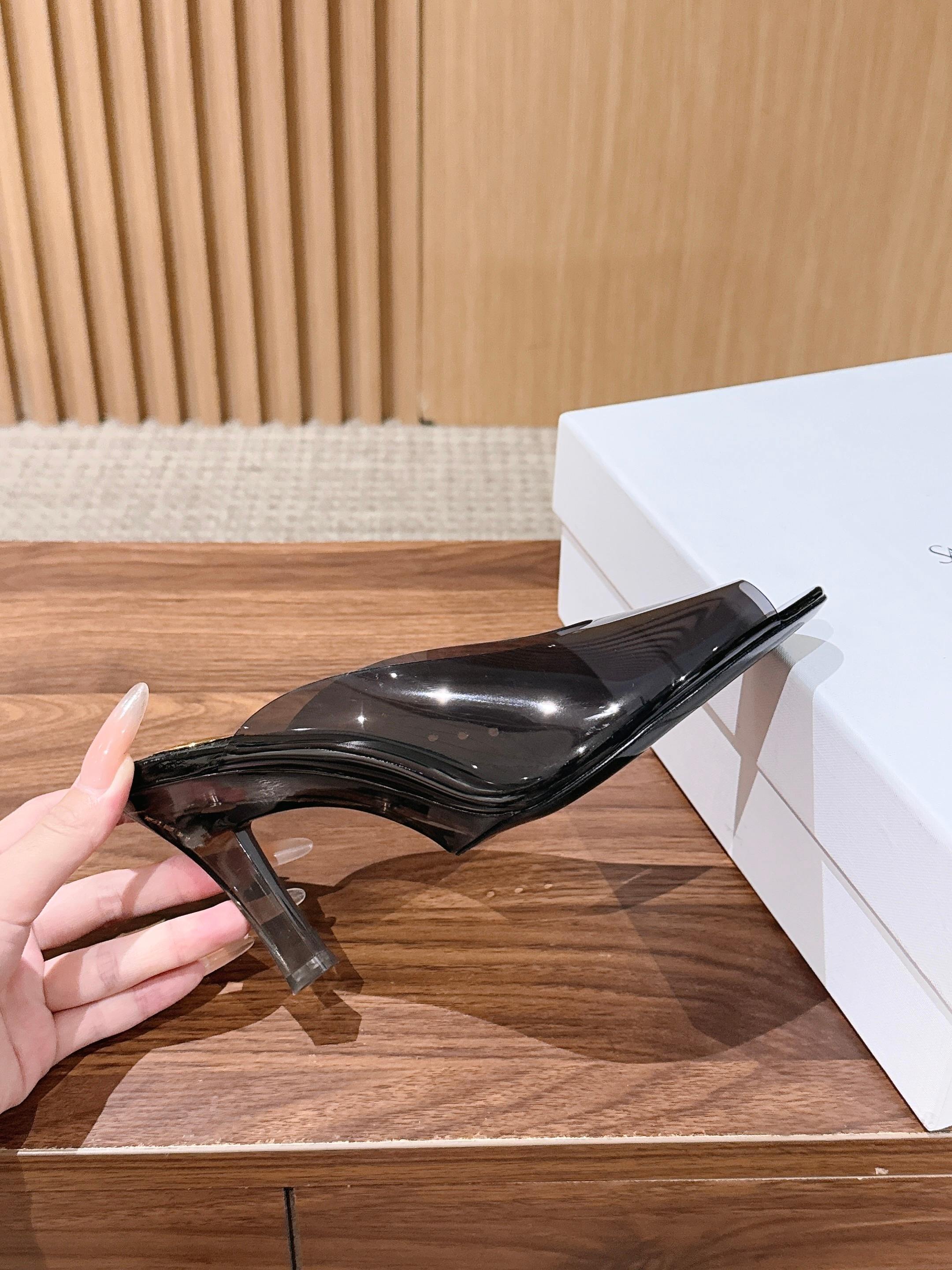 YSL Patent Peep Toe Mules
