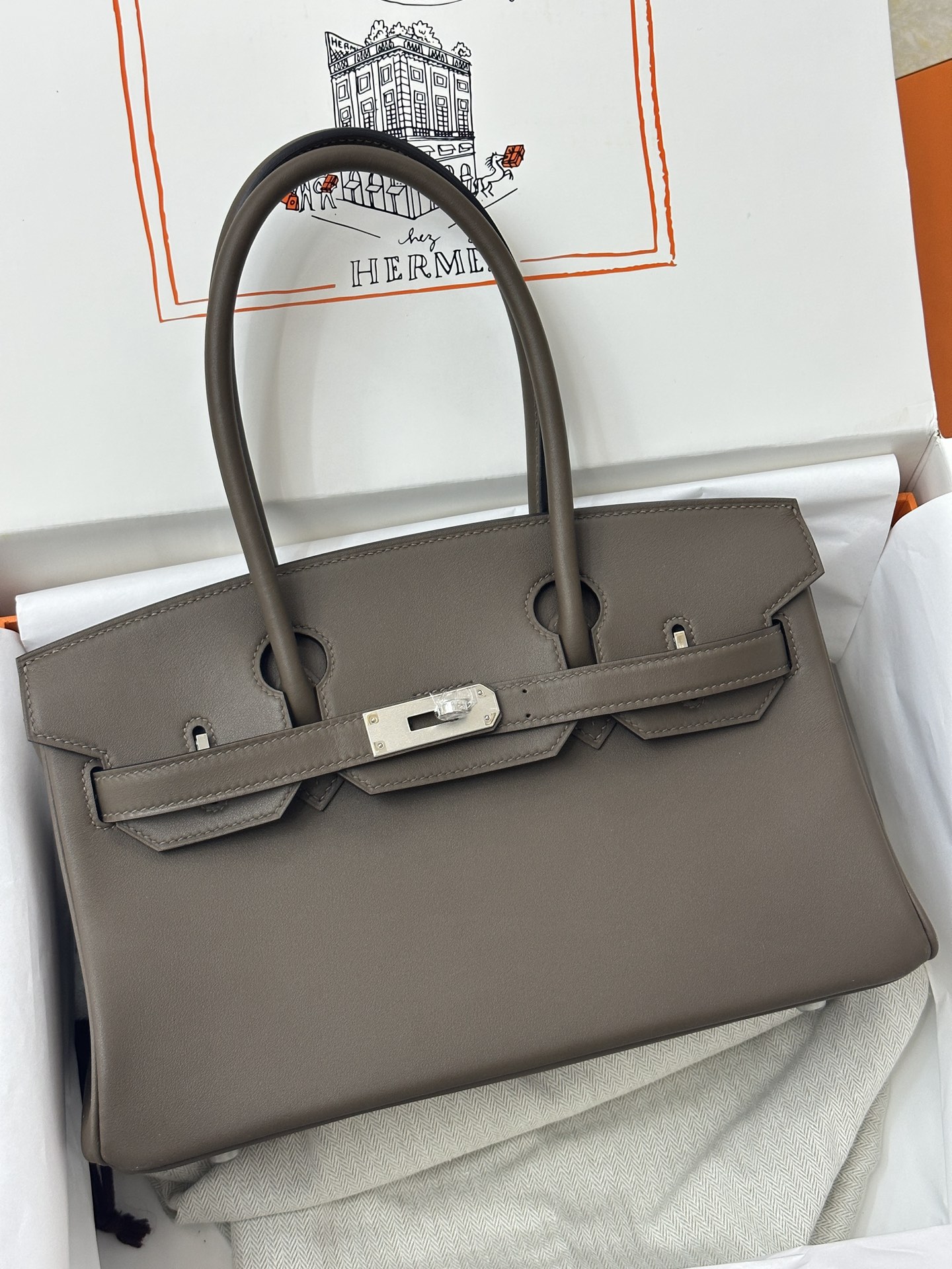 Hermes Birkin Bags Handbags Elephant Grey