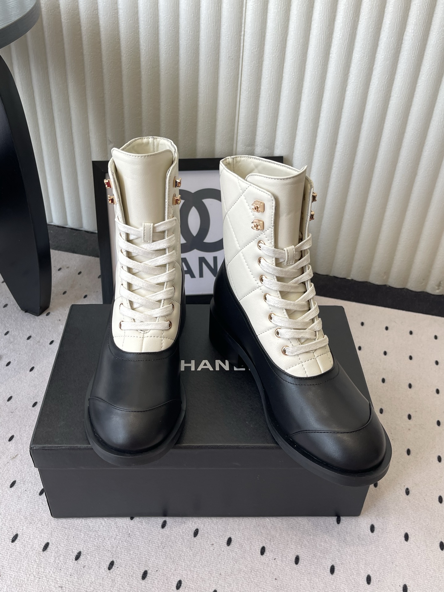 Two Tone Quilted Ankle Boots