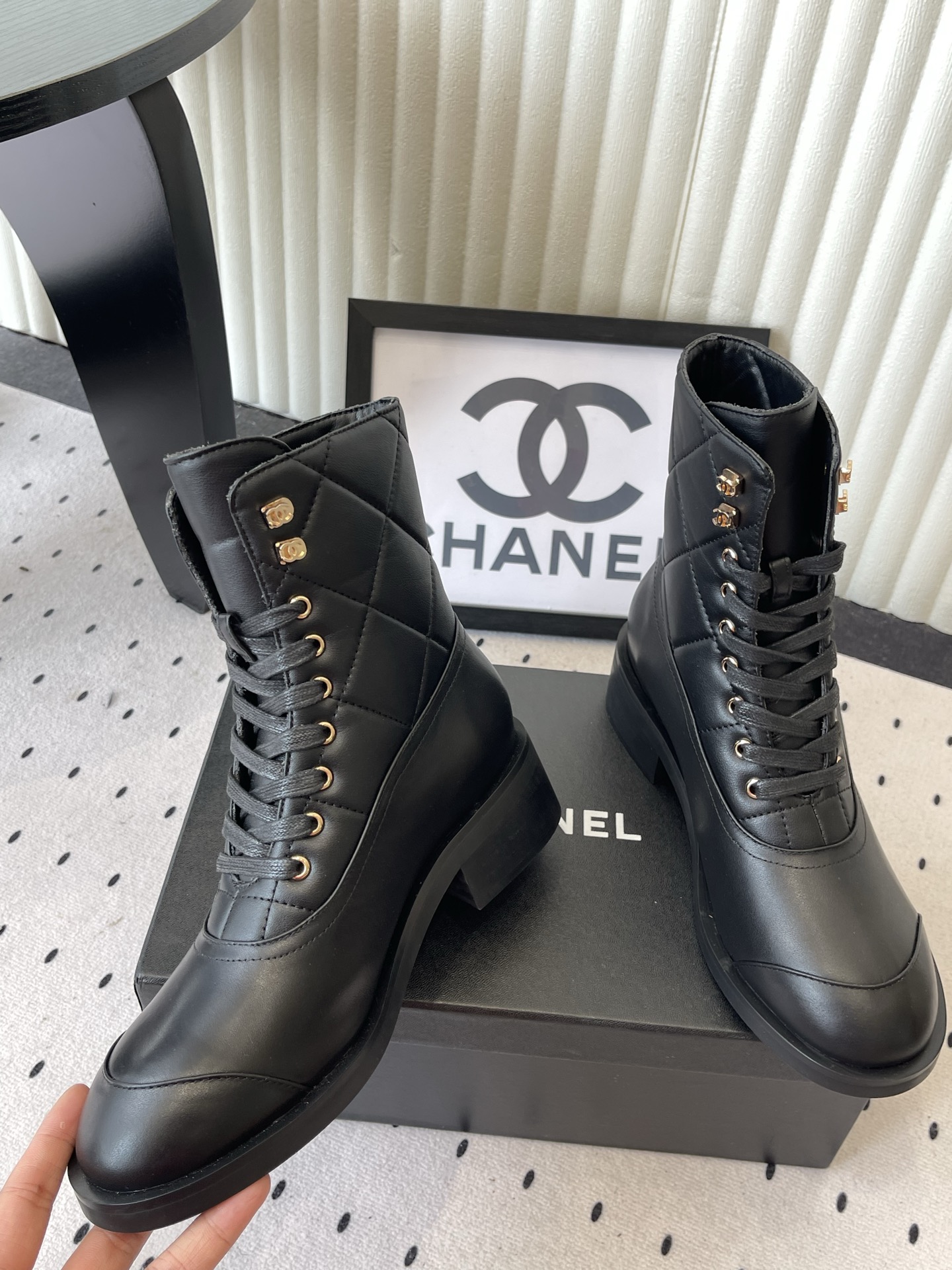 Black Quilted Ankle Boots