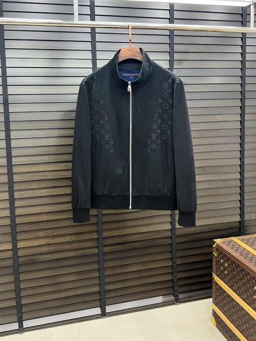 Louis Vuitton Men's Black Monogram Embossed Zip-Up Jacket 1 Louis Vuitton Men's Black Monogram Embossed Zip-Up Jacket