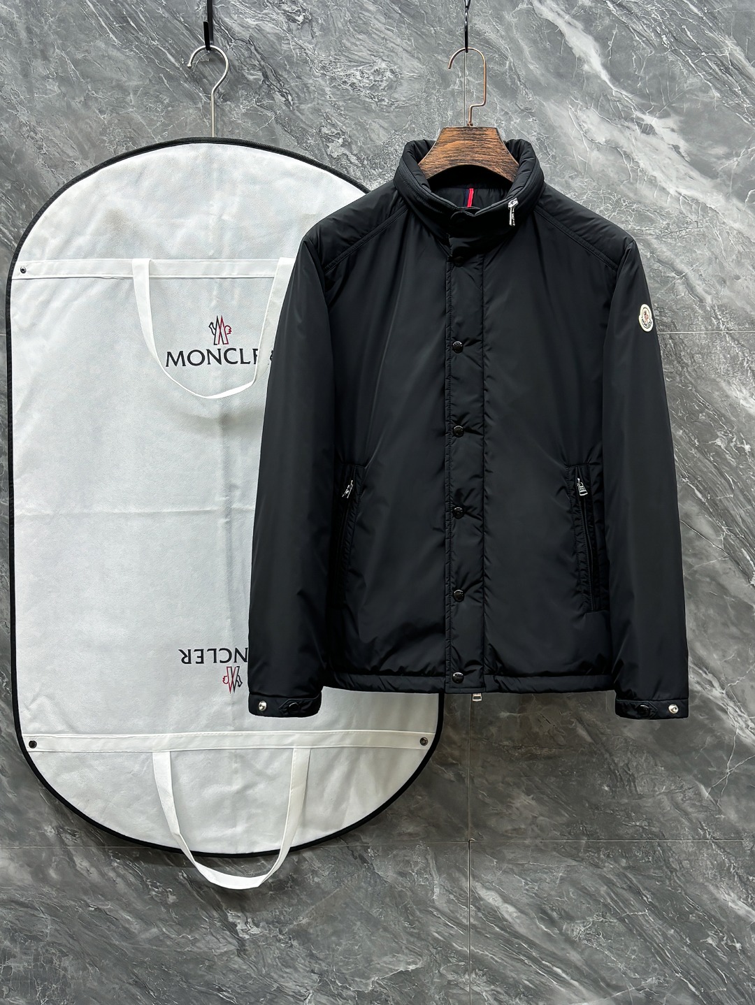 Moncler Men's Black Lightweight Padded Jacket, Stand Collar Coat 2 o 1j2coslvg1v341mre1iv4ektid1