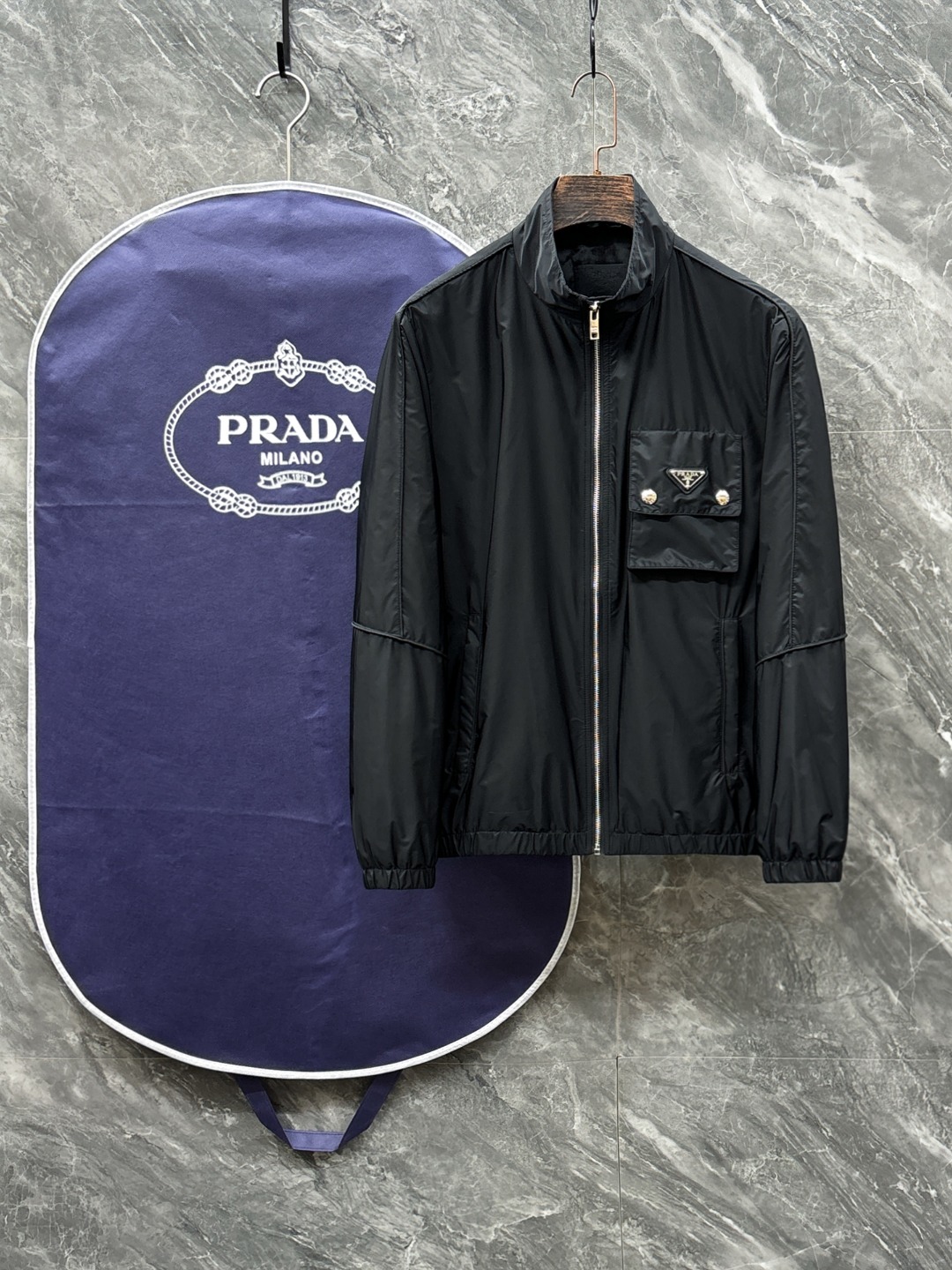 Prada Milano Men's Stand Collar Lightweight Jacket - Stylish & Comfortable