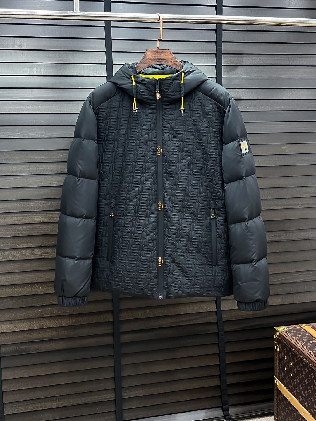 Fendi Men's Lightweight Padded Down Jacket, Casual Style - Black