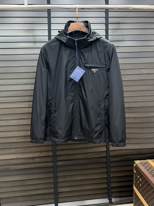 Prada Men's Black Hooded Jacket - Lightweight, Comfortable, and Stylish 1 Prada Men's Black Hooded Jacket - Lightweight, Comfortable, and Stylish