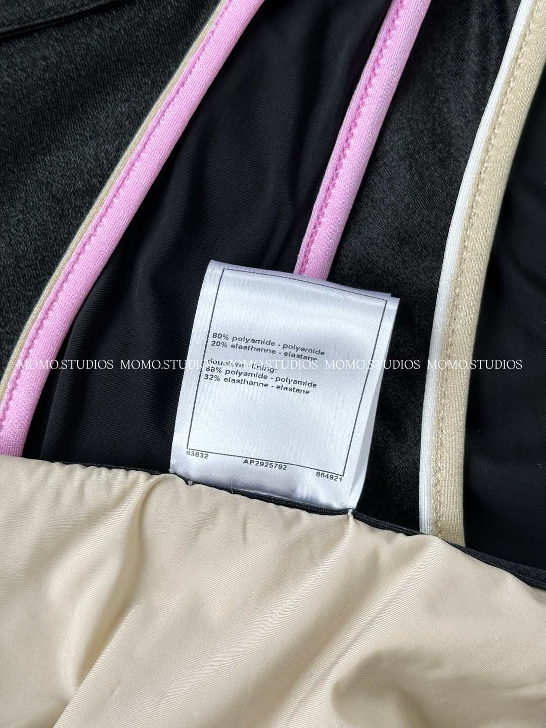 Elegant Chanel-Inspired Black & Pink Swimsuit with Rhinestone Details - Summer 2025 8 i1750131853694 522 0 8