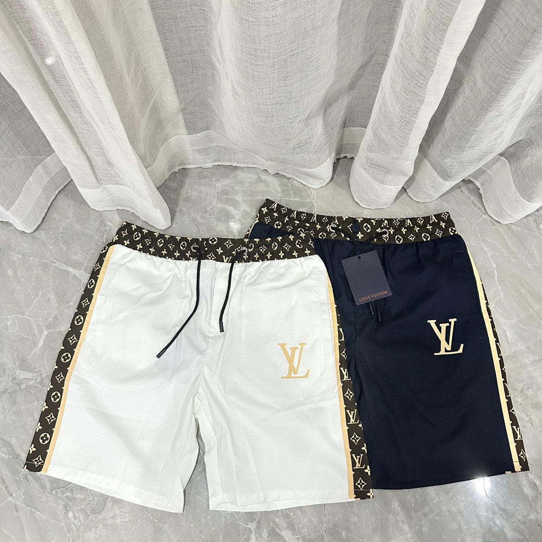 Shop the Best High Authentic Quality Replica
 Louis Vuitton Clothing Shorts Black White Printing Unisex Polyester Summer Collection Beach