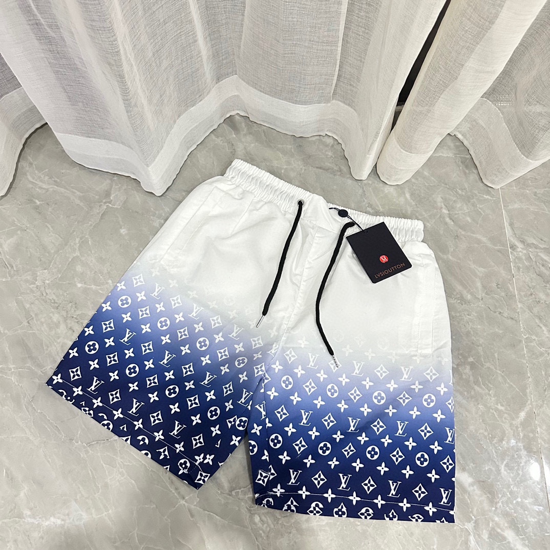 Louis Vuitton Clothing Shorts Black Blue White Unisex Polyester Summer Collection Beach