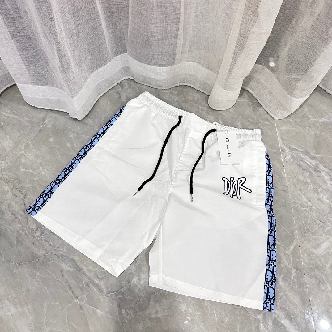 Dior AAAA
 Clothing Shorts Black White Unisex Polyester Summer Collection Beach