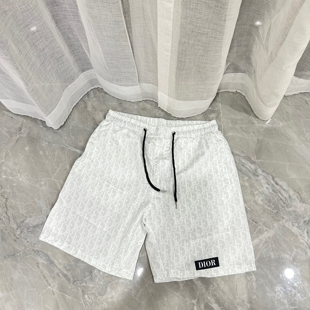 Dior Clothing Shorts Cheap Replica
 Black White Unisex Polyester Summer Collection Beach