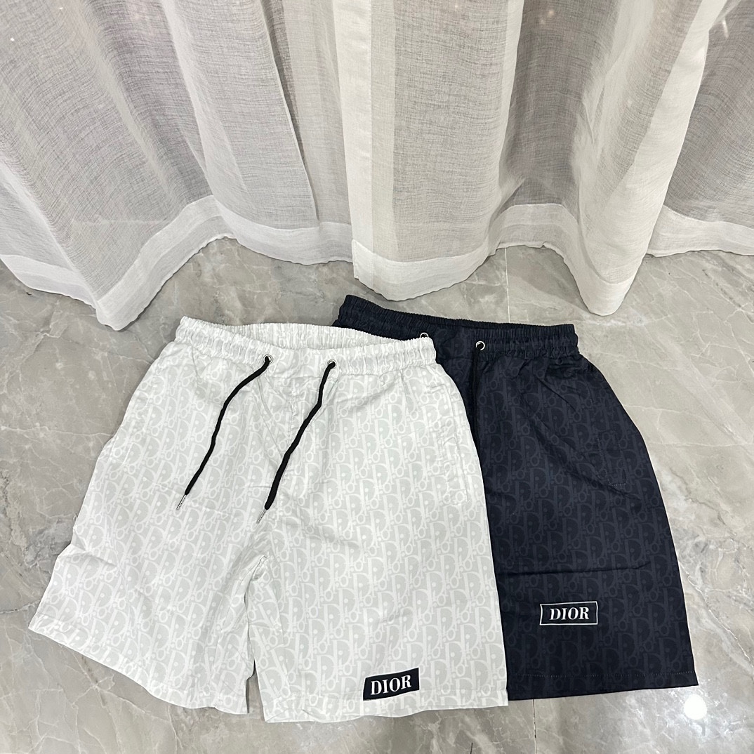 Dior Clothing Shorts Top Quality Designer Replica
 Black White Unisex Polyester Summer Collection Beach