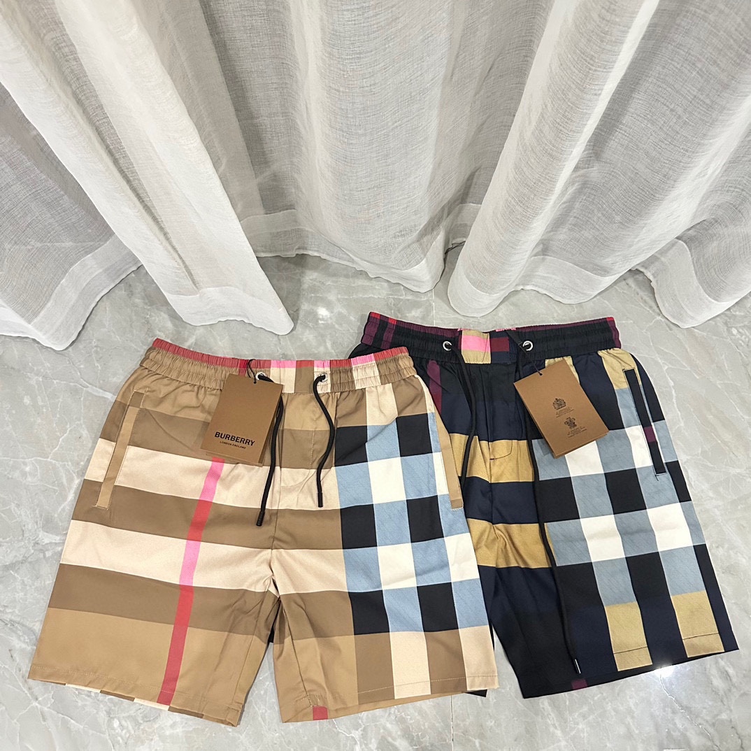Designer 1:1 Replica
 Burberry Clothing Shorts Blue Brown Printing Unisex Polyester Summer Collection Beach