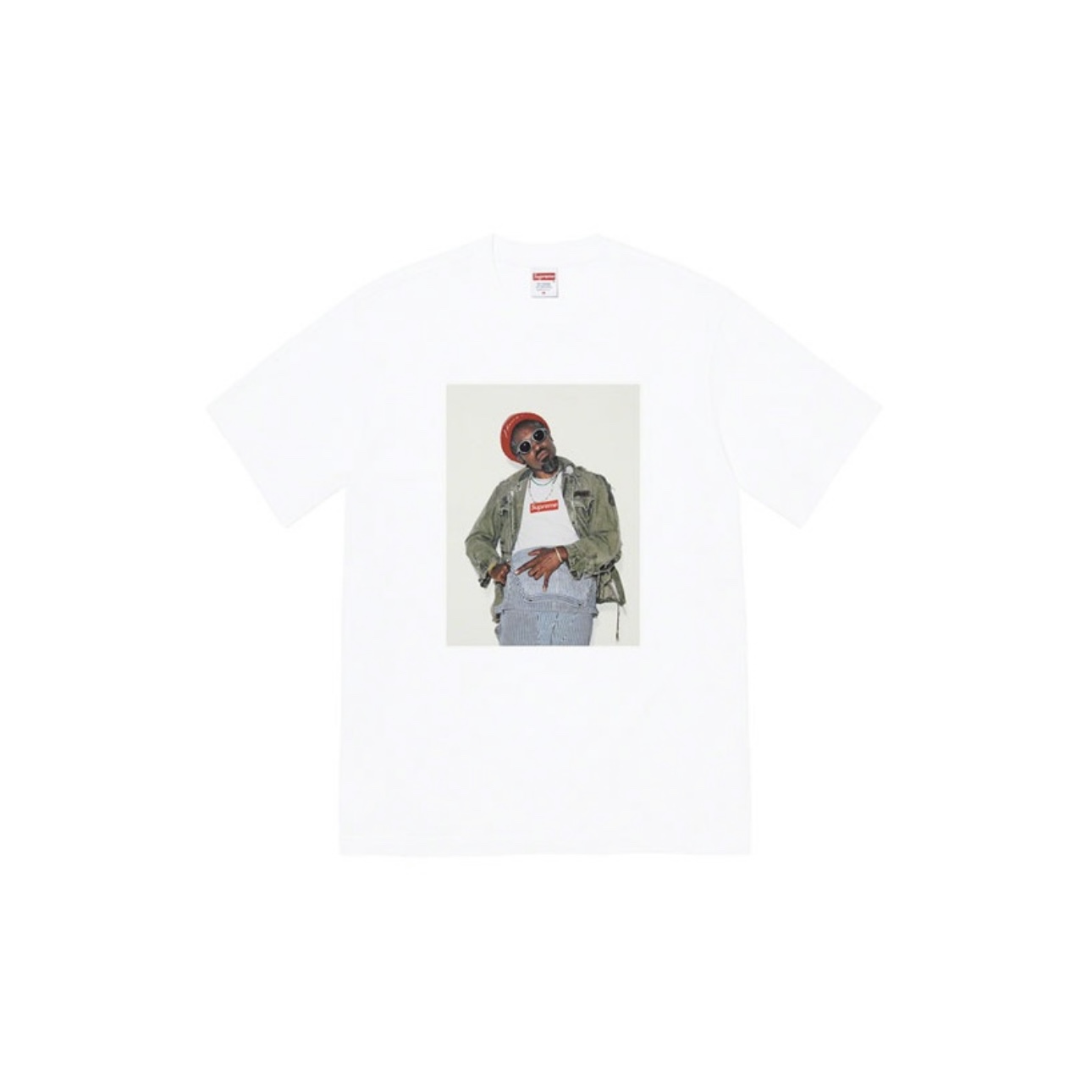 Supreme FW22 Week1 André 3000 Tee in Black & White, Sizes SM to XL - 图片 2
