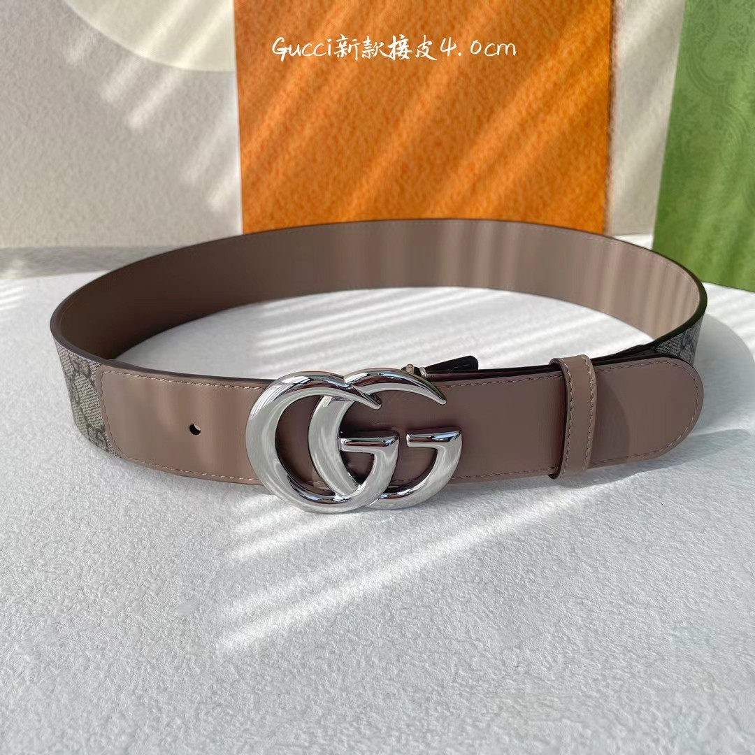 Gucci 新款接皮4.0cm，带身采用进口牛皮皮底，原厂定制，新款专用，扣头采用精品纯铜古铜扣，正品开