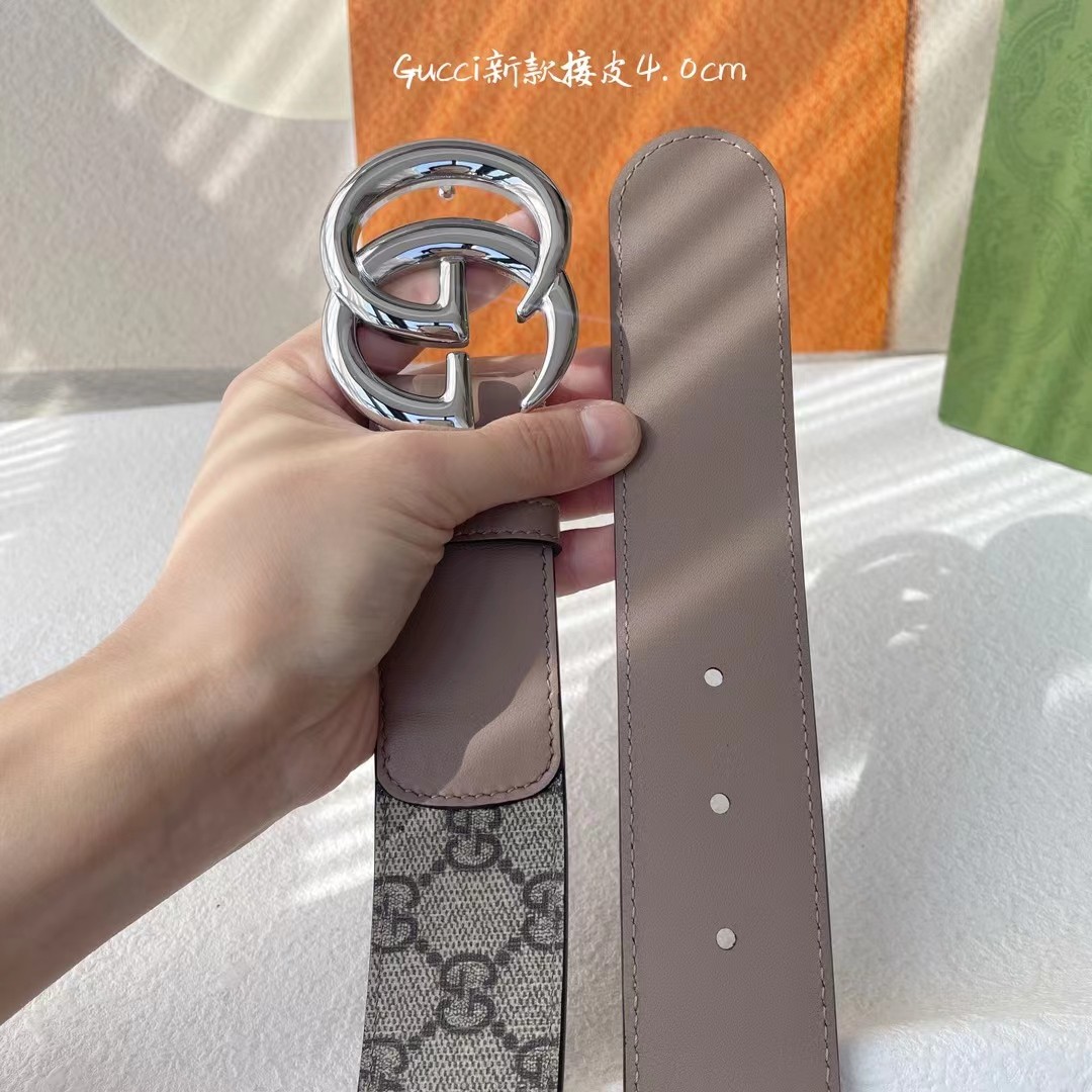 Gucci 新款接皮4.0cm，带身采用进口牛皮皮底，原厂定制，新款专用，扣头采用精品纯铜古铜扣，正品开
