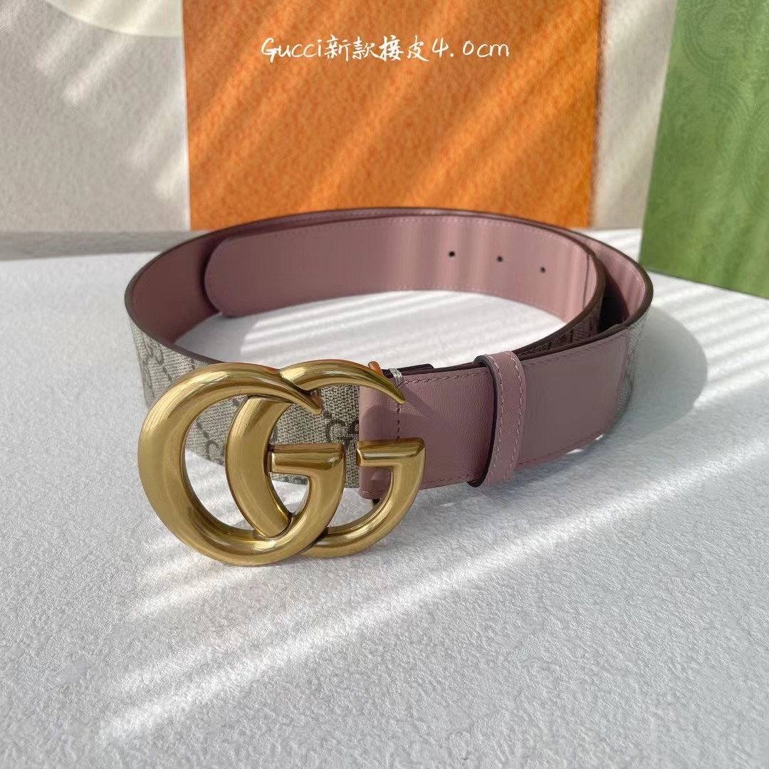 Gucci 新款接皮4.0cm，带身采用进口牛皮皮底，原厂定制，新款专用，扣头采用精品纯铜古铜扣，正品开