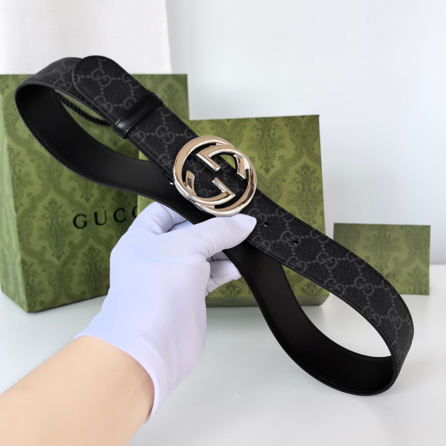 Gucci.古驰全套包装原厂精密电渡扣头意大利原厂皮宽3.8cm