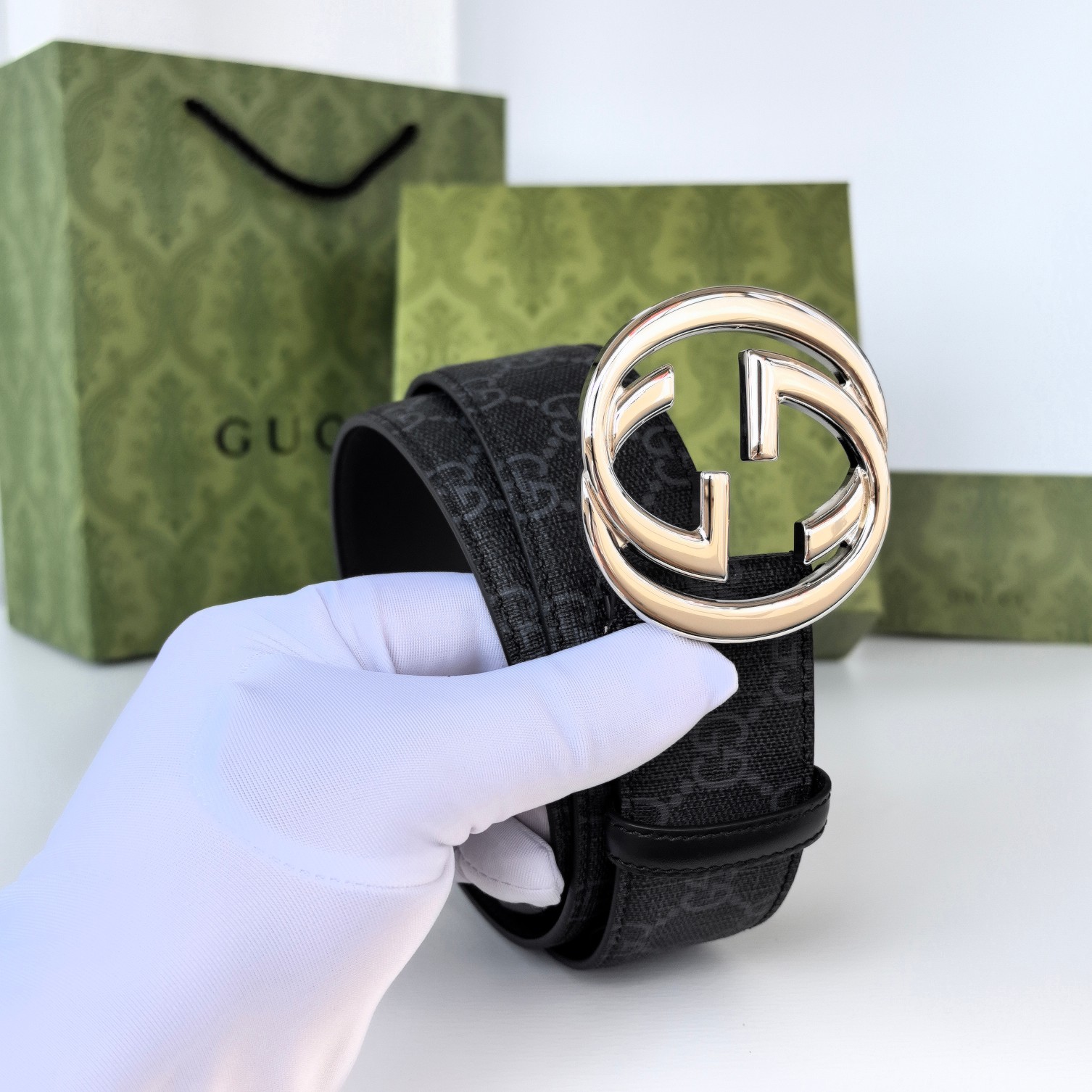 Gucci.古驰全套包装原厂精密电渡扣头意大利原厂皮宽3.8cm