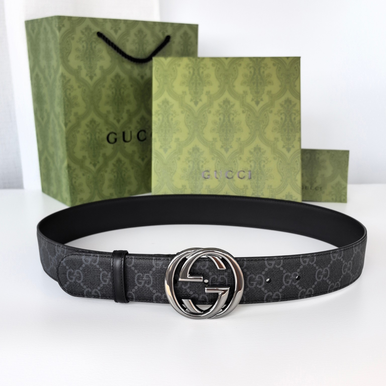 Gucci.古驰全套包装原厂精密电渡扣头意大利原厂皮宽3.8cm