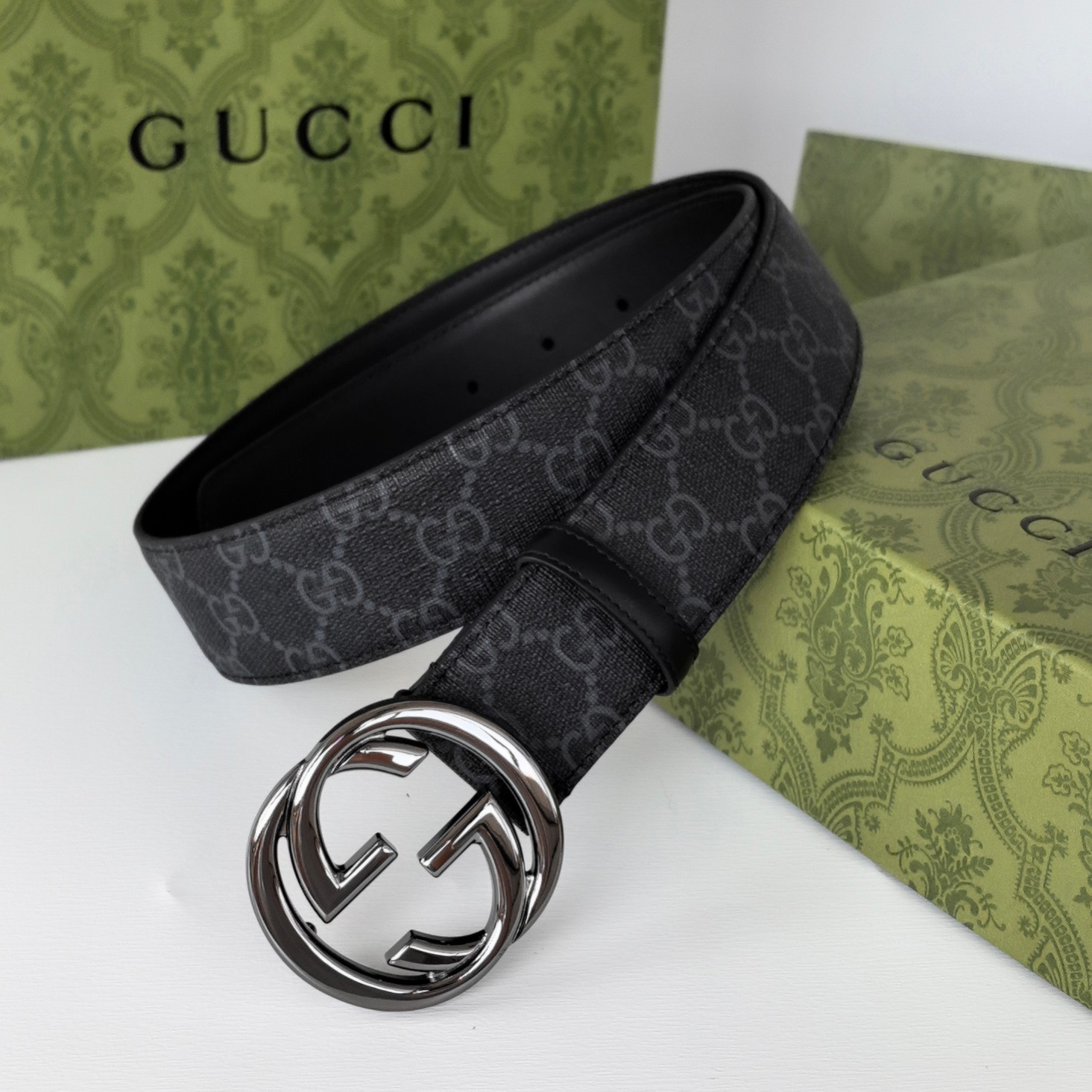 Gucci.古驰全套包装原厂精密电渡扣头意大利原厂皮宽3.8cm