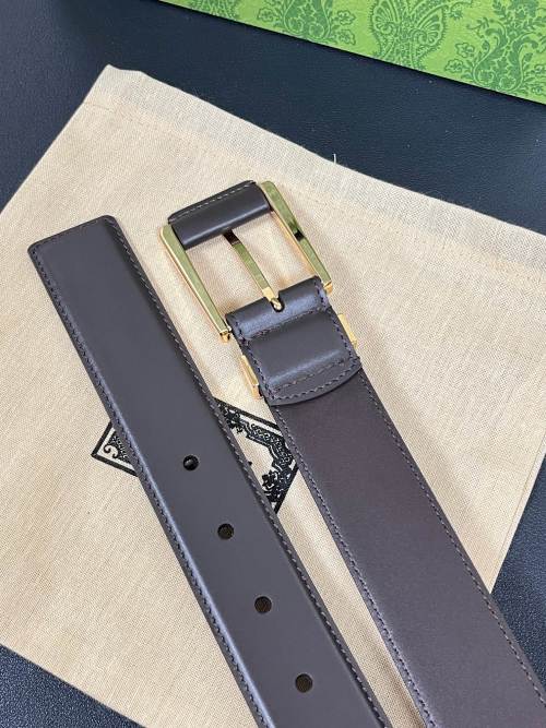 Gucci Men's Leather Belt with Square Buckle, Brown 1 Gucci Men's Leather Belt with Square Buckle, Brown