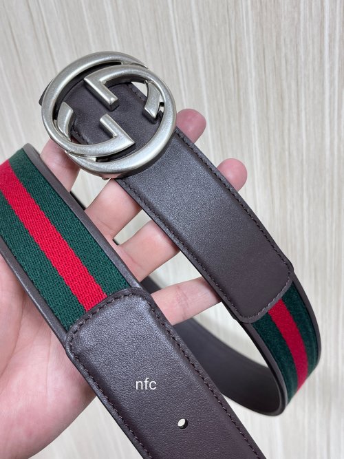 Gucci Reversible Belt with Double G Buckle, Red and Green Webbing, 3.9cm 1 Gucci Reversible Belt with Double G Buckle, Red and Green Webbing, 3.9cm
