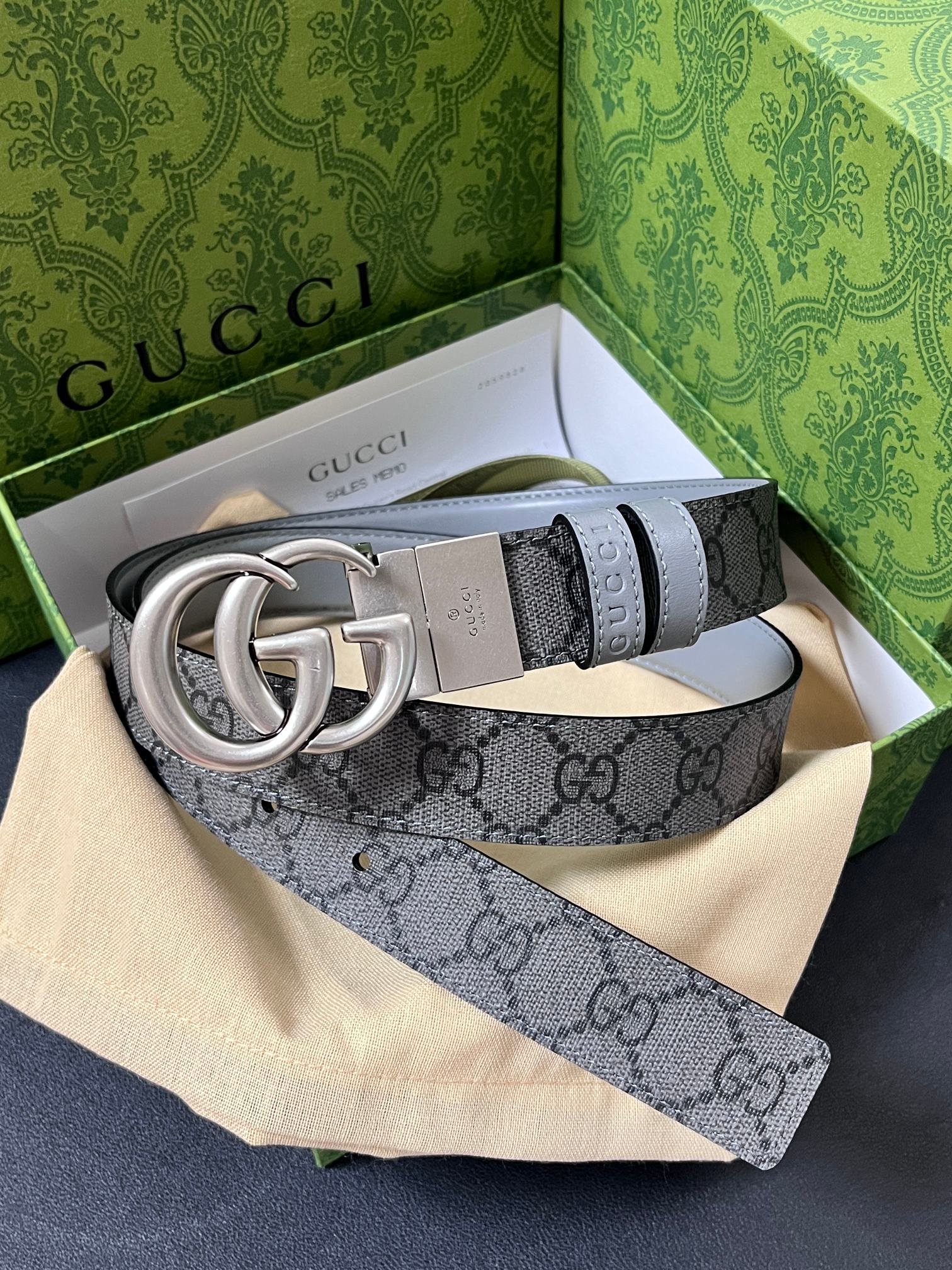 Gucci Style Grey Leather Women's Belts Lookbook Reference image 1
