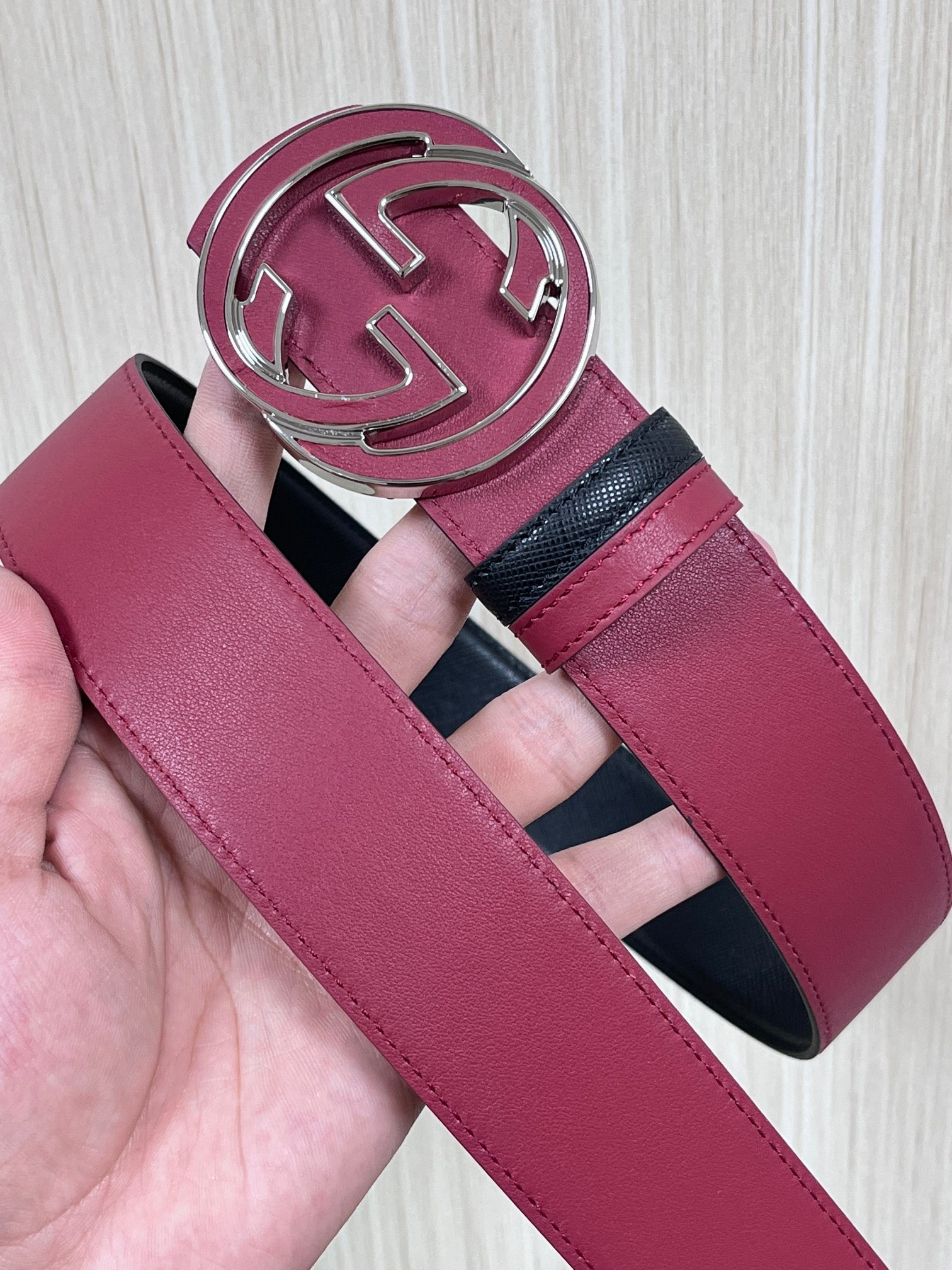 Gucci Style Black Leather Men's Belts Men's Belts Men's Belt detail image 3 from source 766459