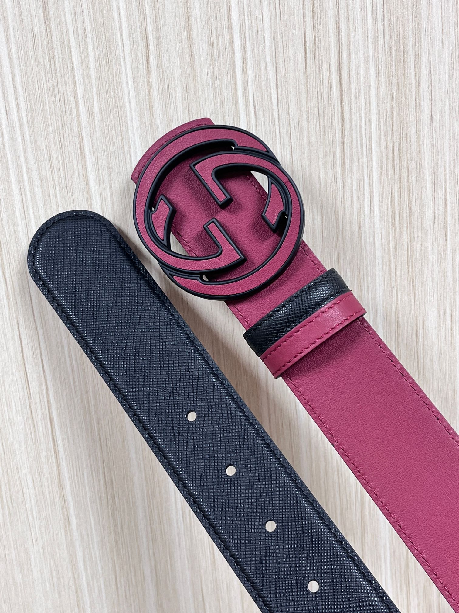 Gucci Style Black Leather Men's Belts Men's Belts Men's Belt detail image 4 from source 766460