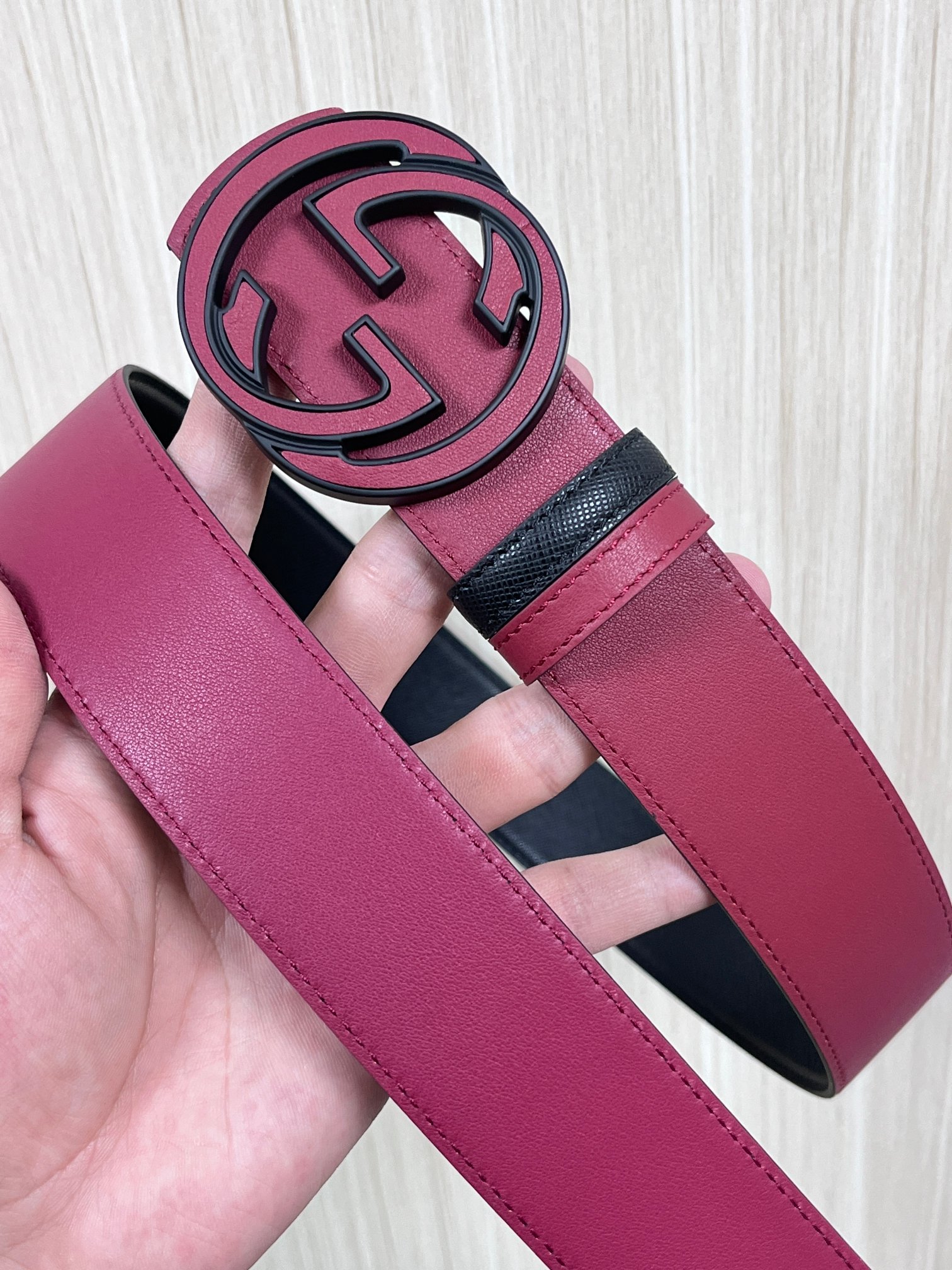 Gucci Style Black Leather Men's Belts Men's Belts Men's Belt detail image 3 from source 766460