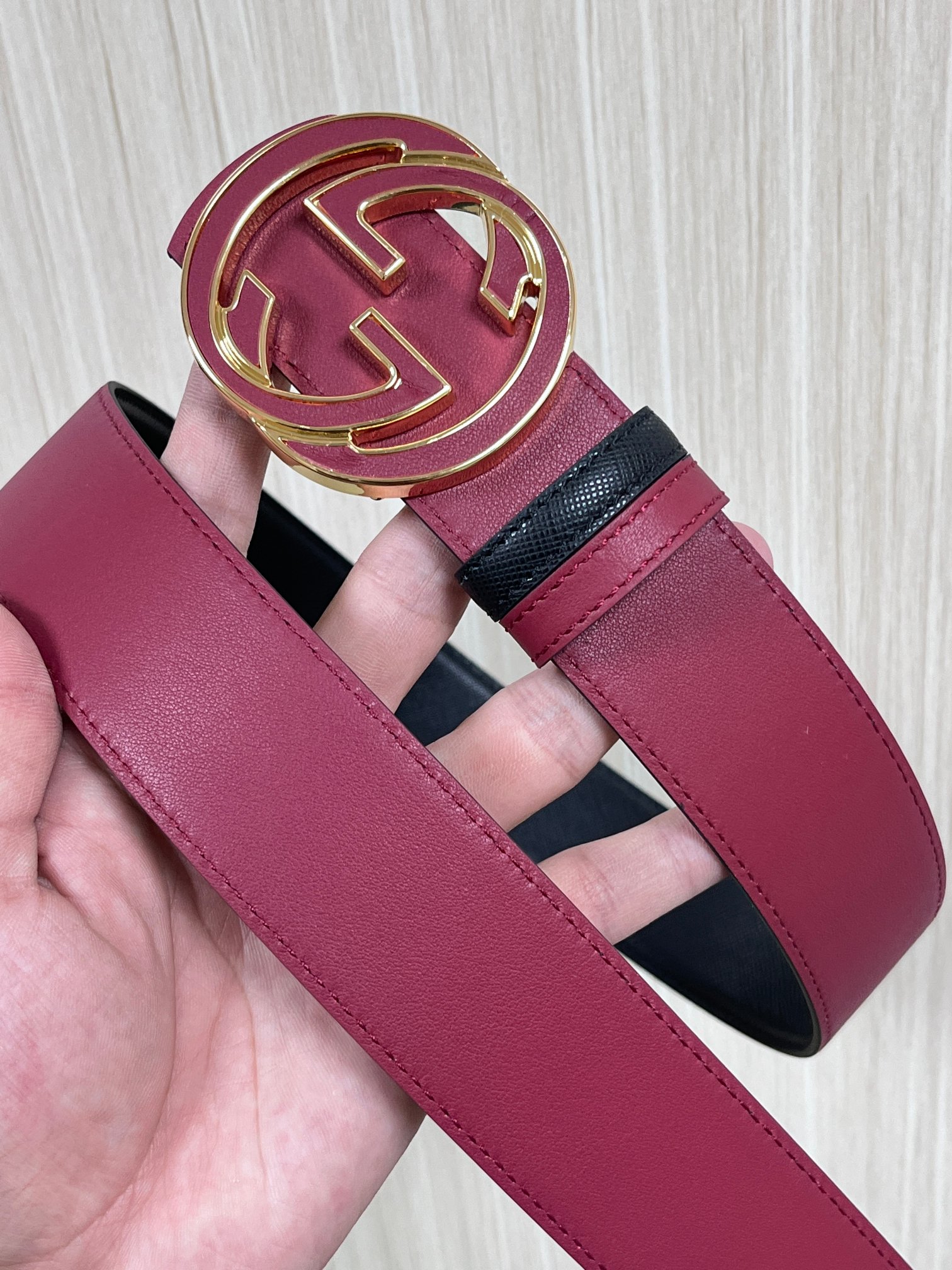 Gucci Style Black Leather Men's Belts Men's Belts Men's Belt detail image 3 from source 766461