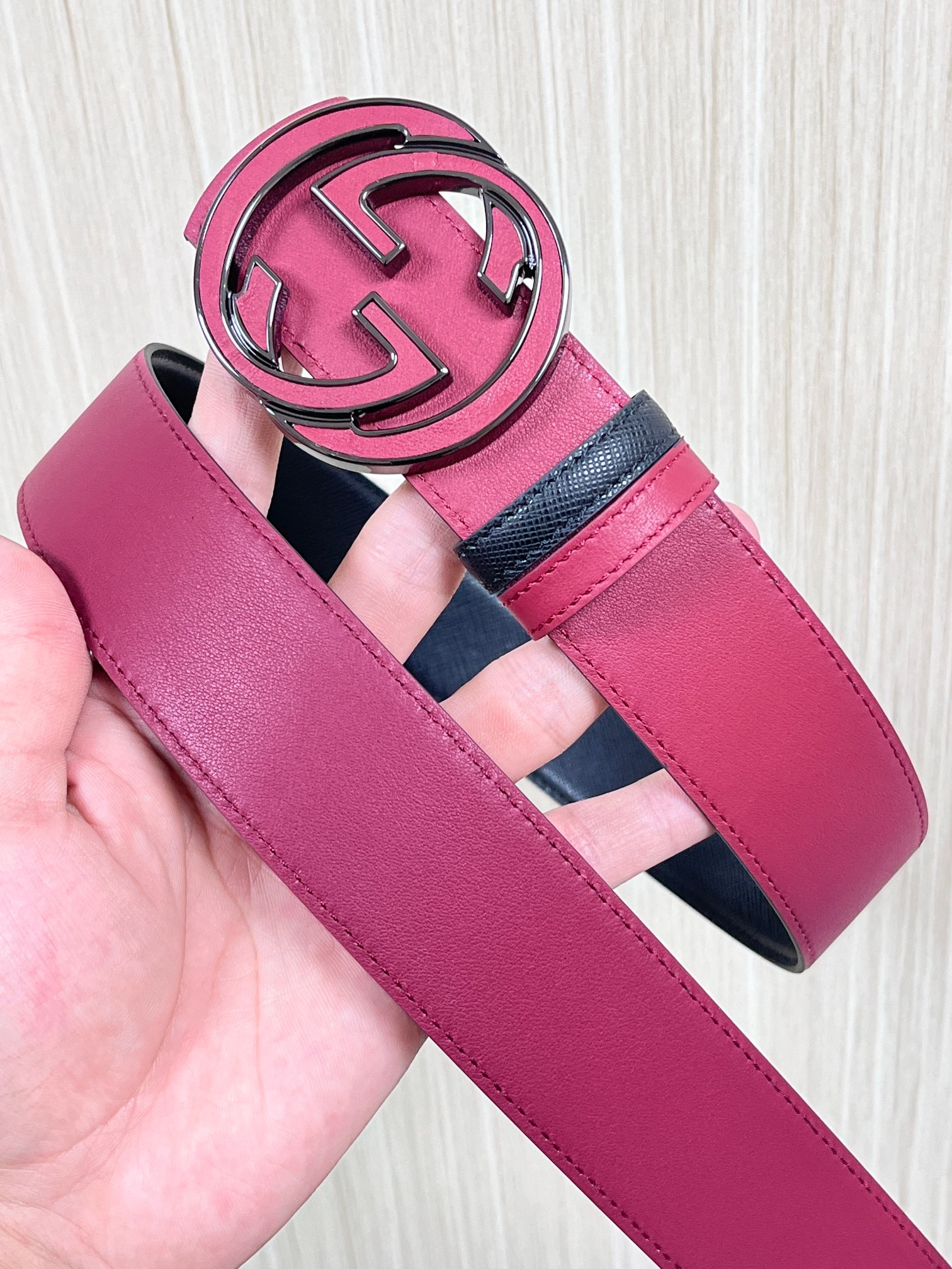 Gucci Style Black Leather Men's Belts Men's Belts Men's Belt detail image 3 from source 766462